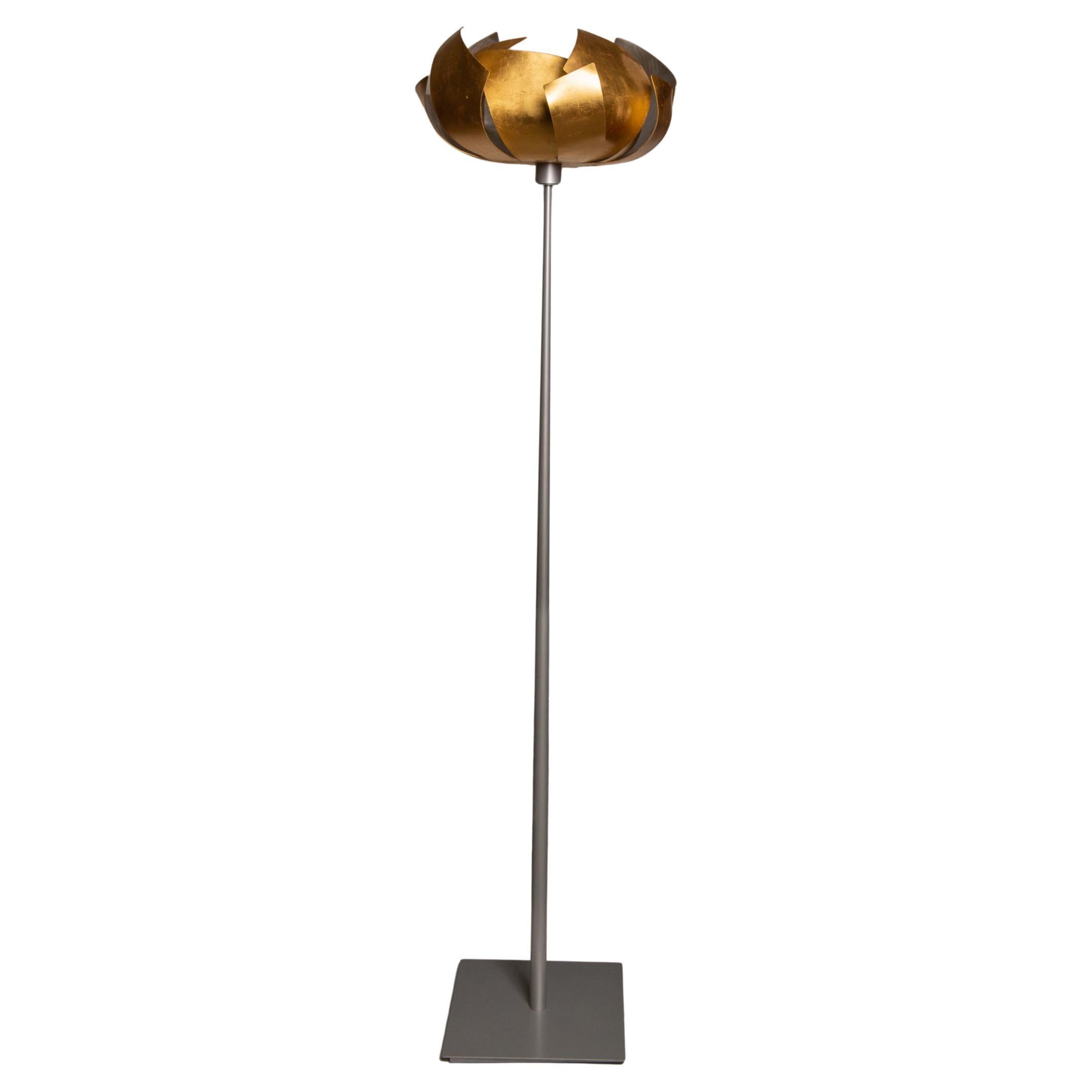 Floor Lamp in Gold Leaf For Sale