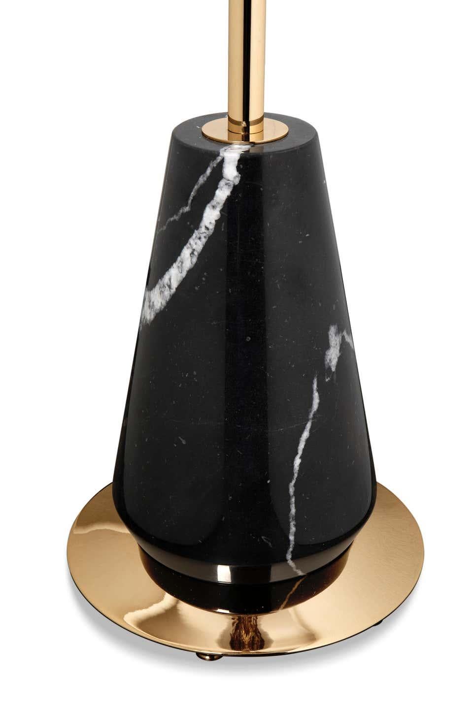 European Floor Lamp in Gold-Plated Brass, Marble and Swarovski Crystals For Sale