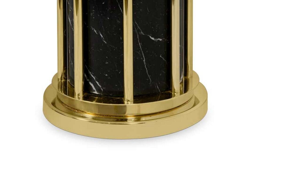 Floor Lamp in Gold-Plated Brass with Black Marble Base In New Condition For Sale In Saint-Ouen, FR