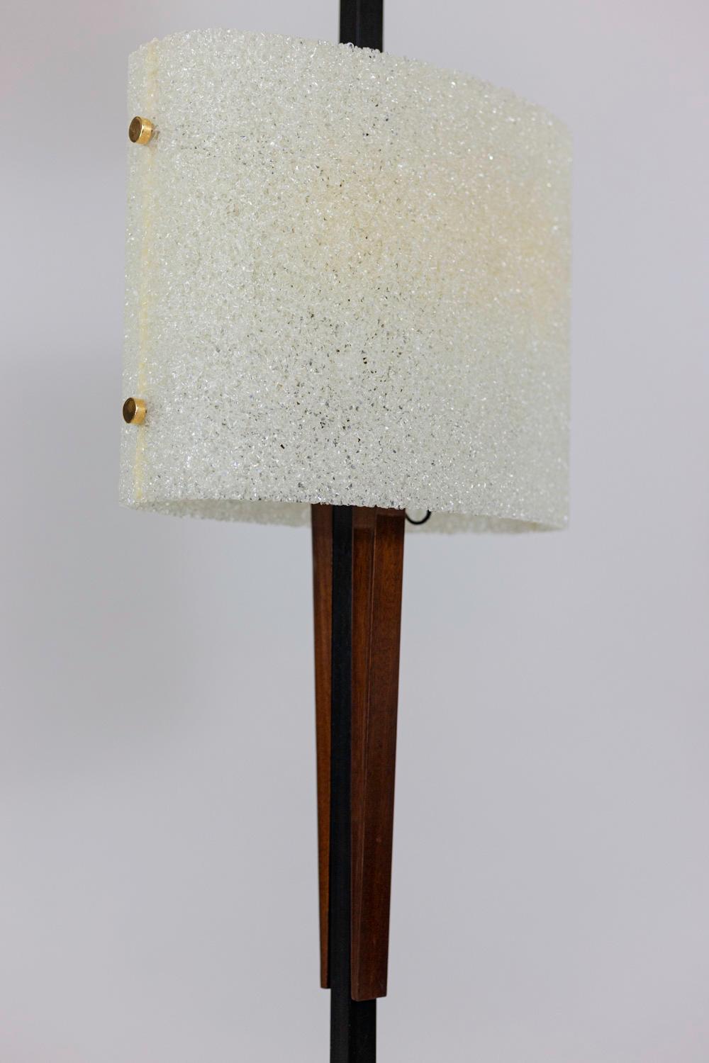 Mid-20th Century Floor Lamp in Granite Resin and Wood, 1950s For Sale