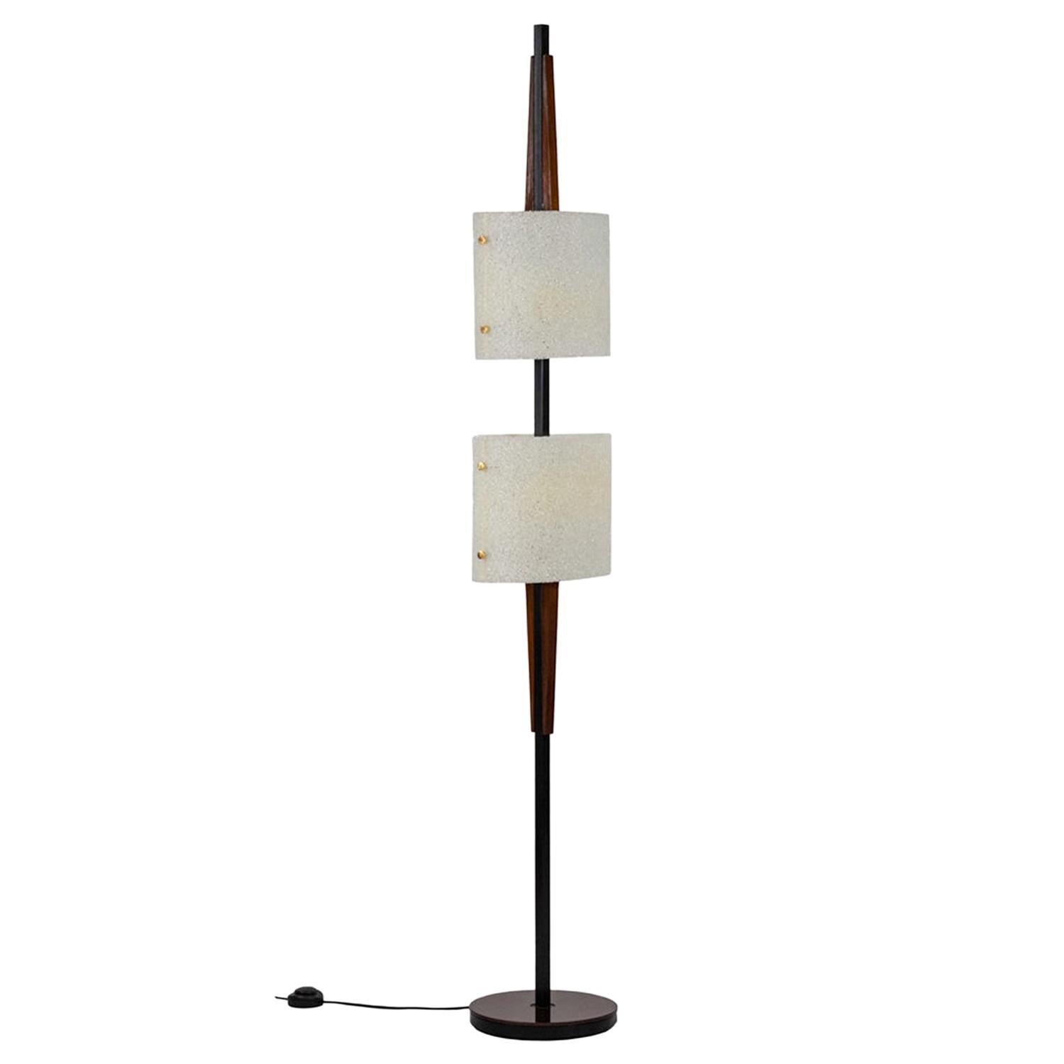 Floor Lamp in Granite Resin and Wood, 1950s For Sale