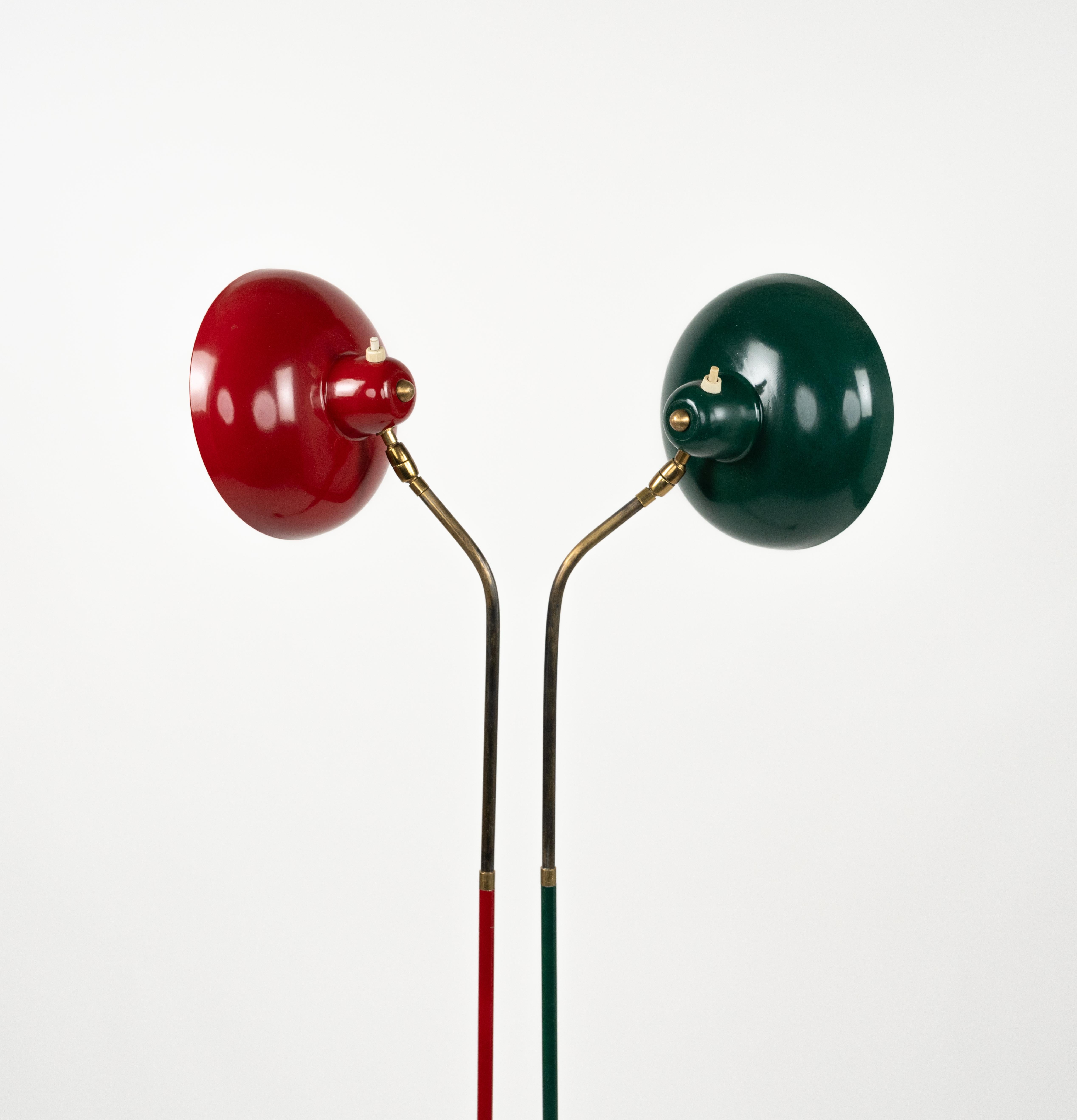 Floor Lamp in Marble, Lacquered Metal and Brass Stilnovo Style, Italy 1950s For Sale 5
