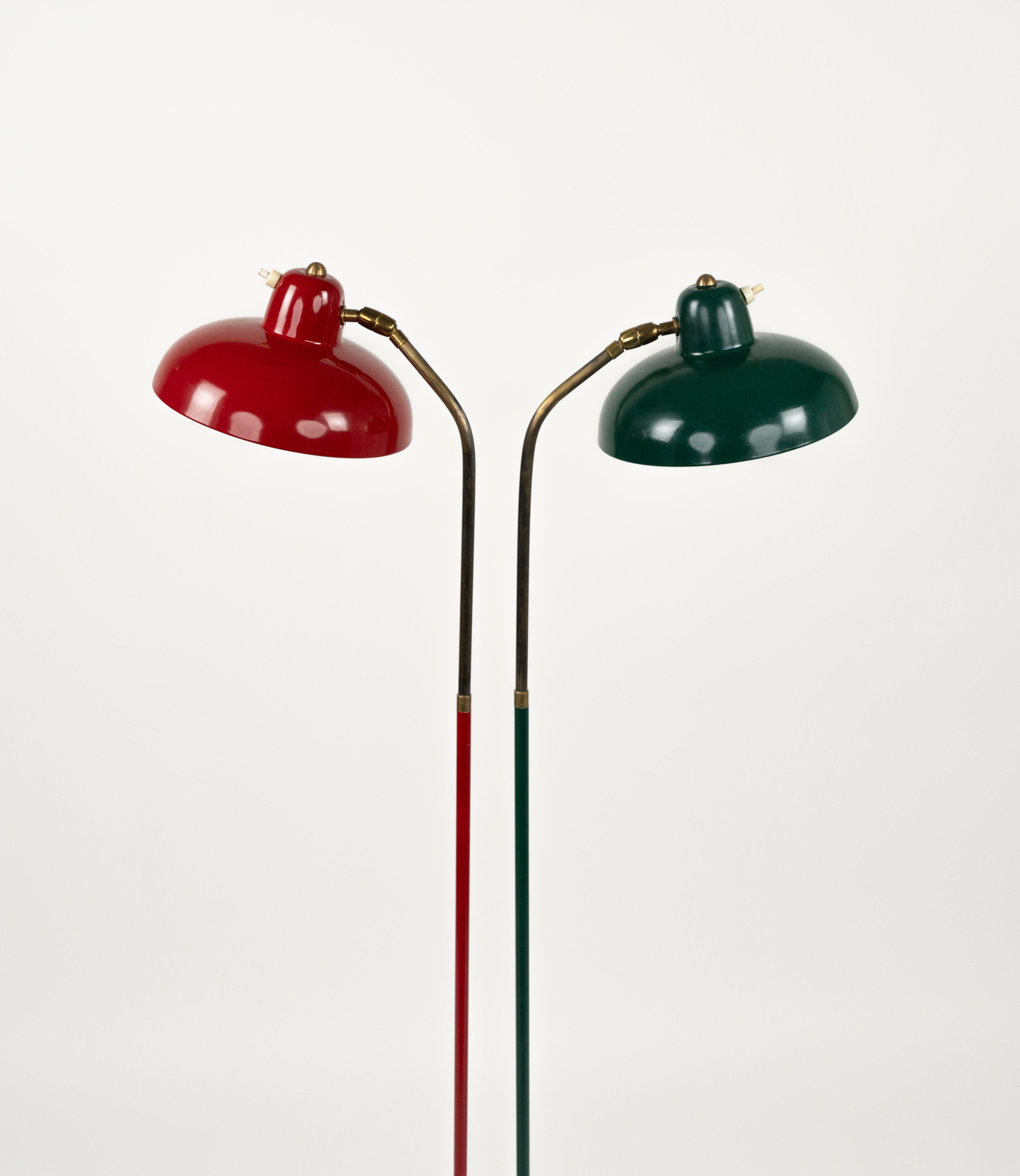 Floor Lamp in Marble, Lacquered Metal and Brass Stilnovo Style, Italy 1950s For Sale 6