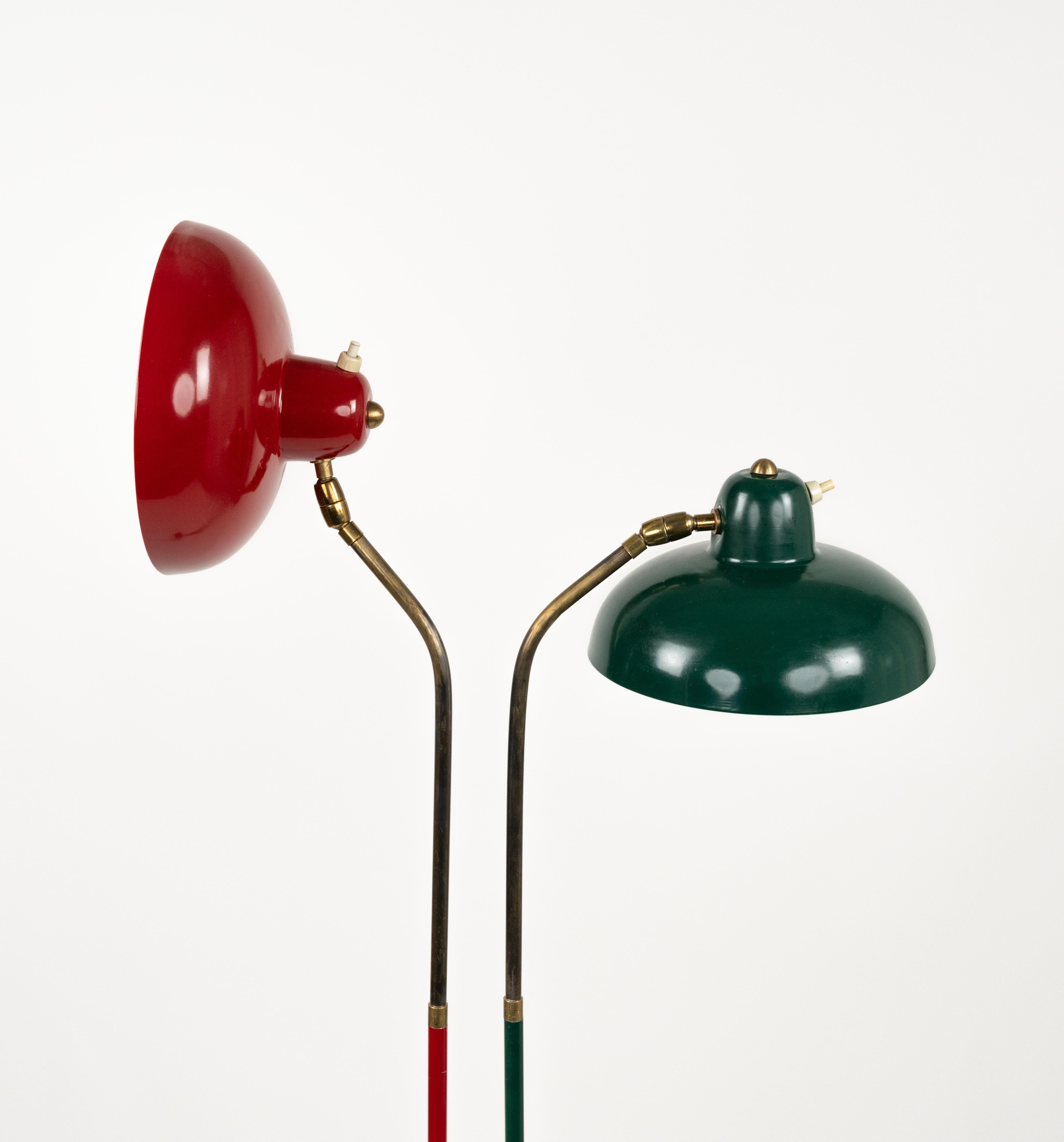 Floor Lamp in Marble, Lacquered Metal and Brass Stilnovo Style, Italy 1950s For Sale 7