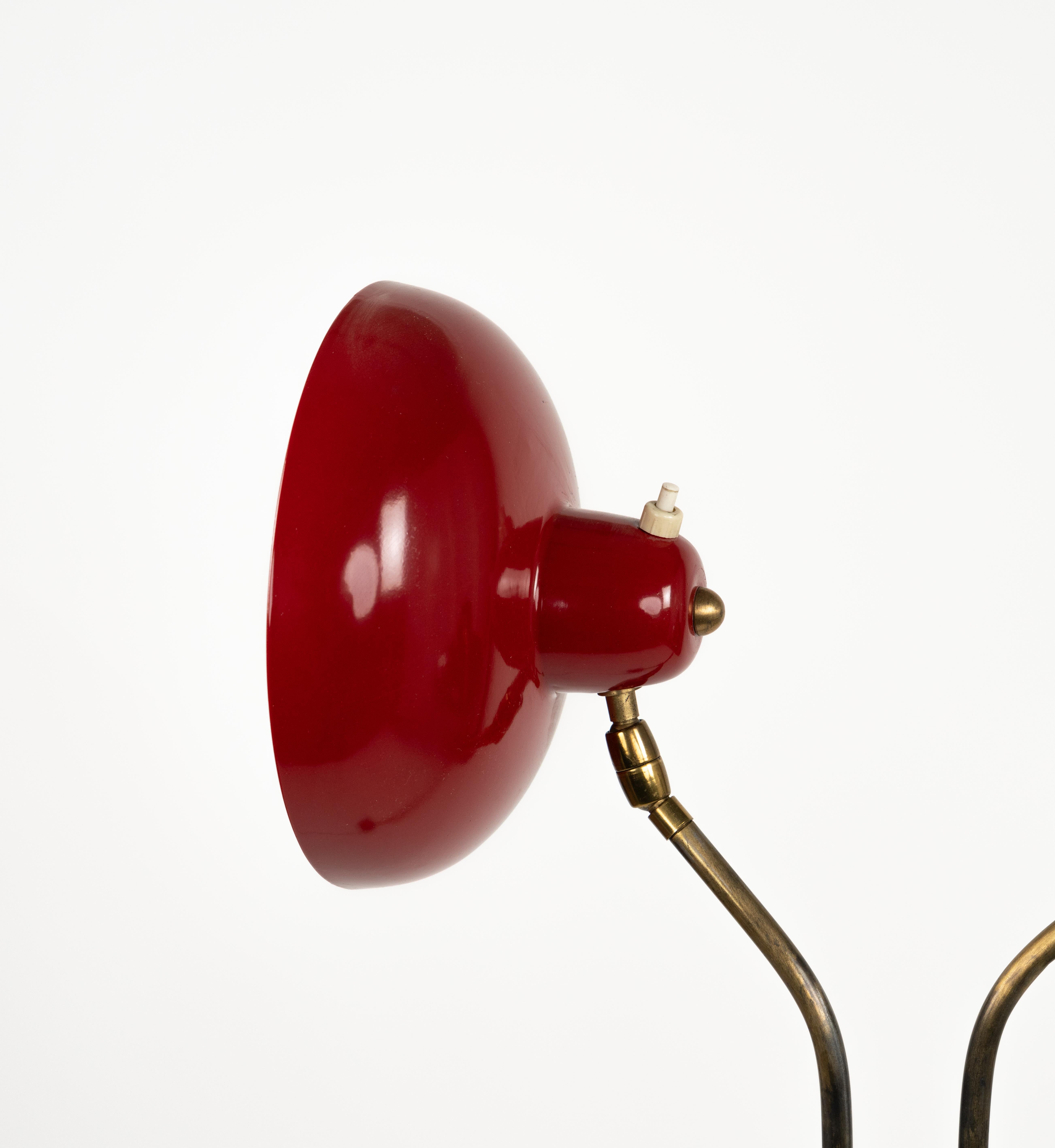 Floor Lamp in Marble, Lacquered Metal and Brass Stilnovo Style, Italy 1950s For Sale 9