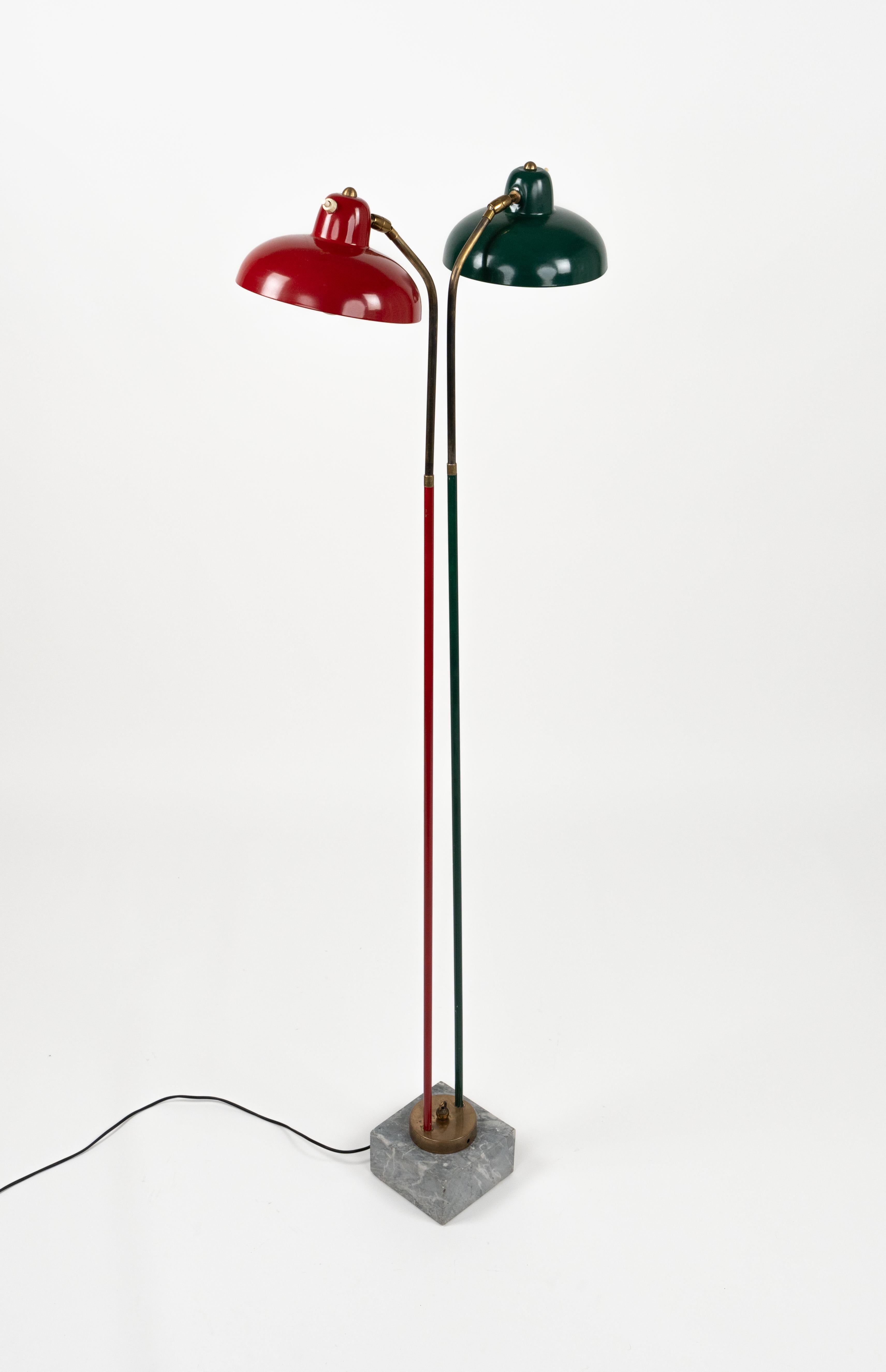 Floor Lamp in Marble, Lacquered Metal and Brass Stilnovo Style, Italy 1950s For Sale 10