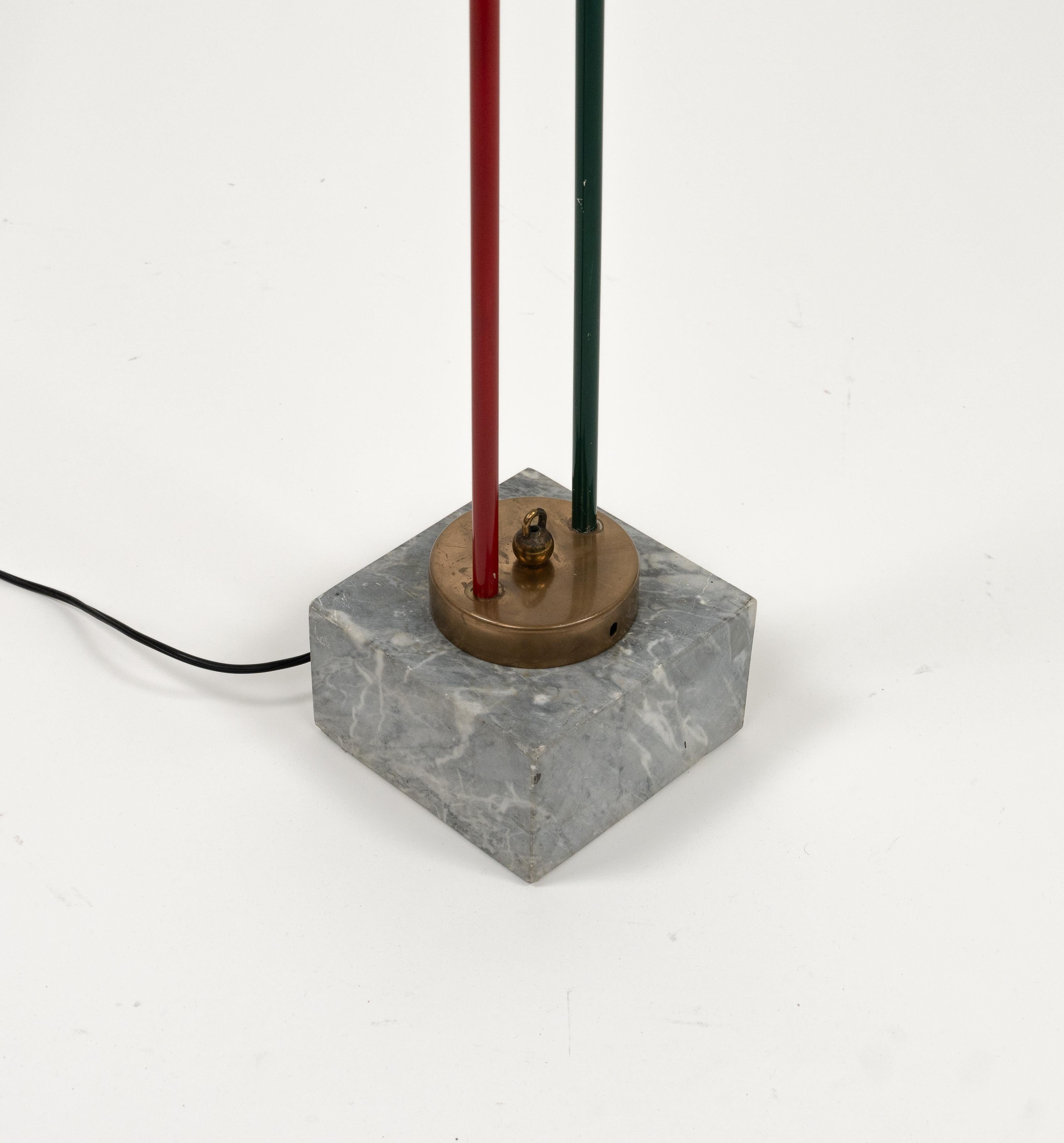 Floor Lamp in Marble, Lacquered Metal and Brass Stilnovo Style, Italy 1950s For Sale 11