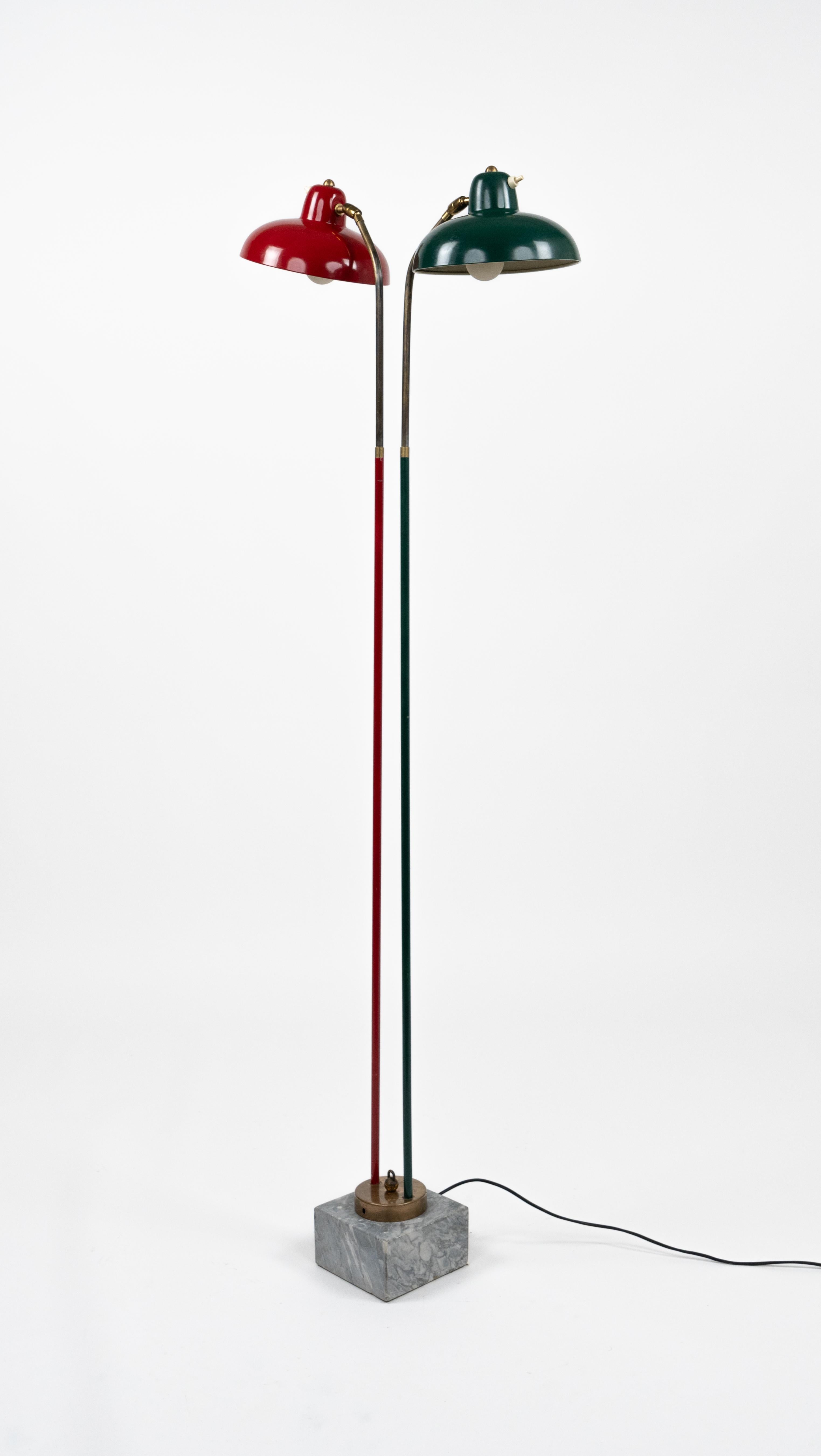 Floor Lamp in Marble, Lacquered Metal and Brass Stilnovo Style, Italy 1950s For Sale 12