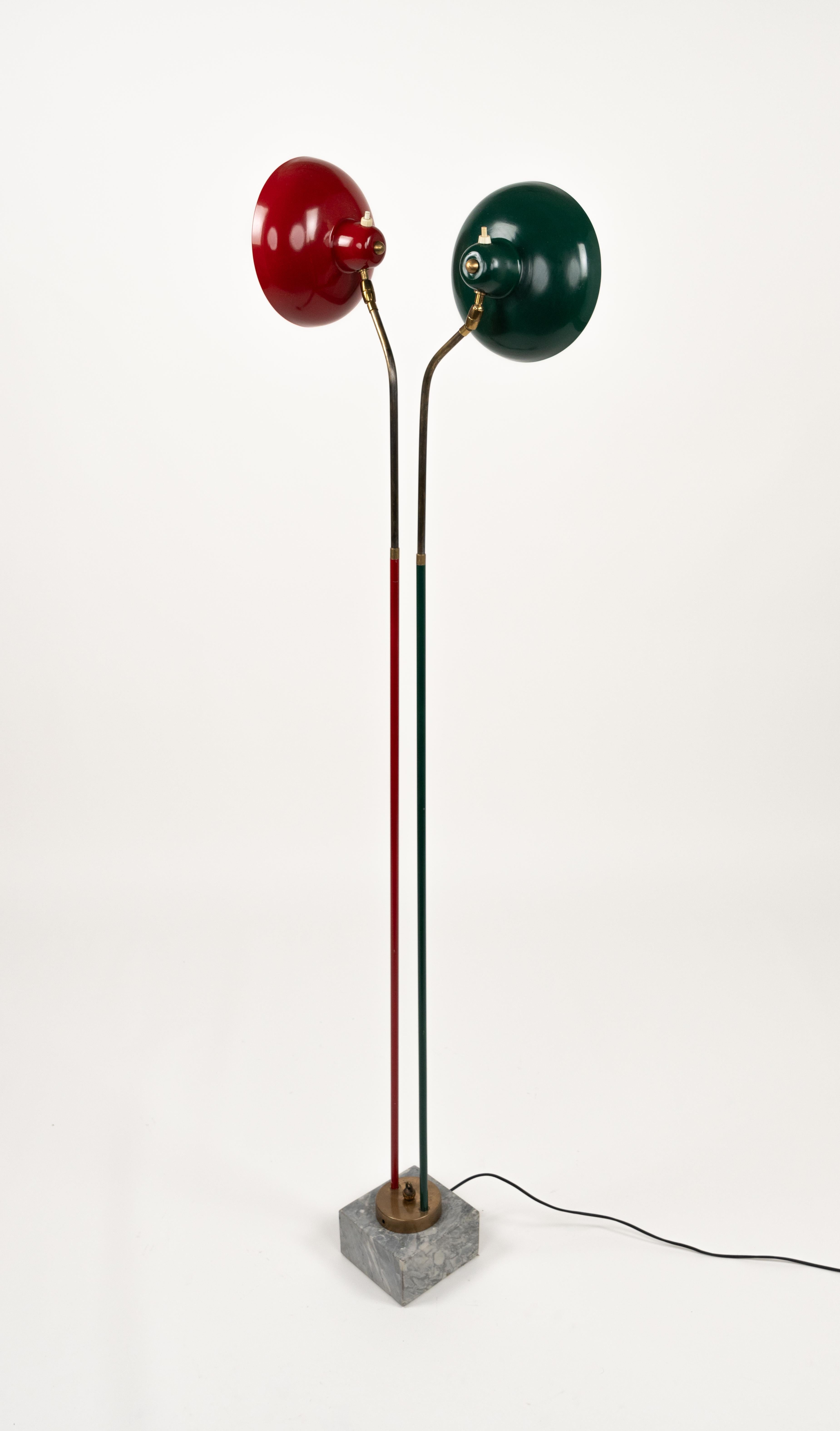 Floor Lamp in Marble, Lacquered Metal and Brass Stilnovo Style, Italy 1950s For Sale 13