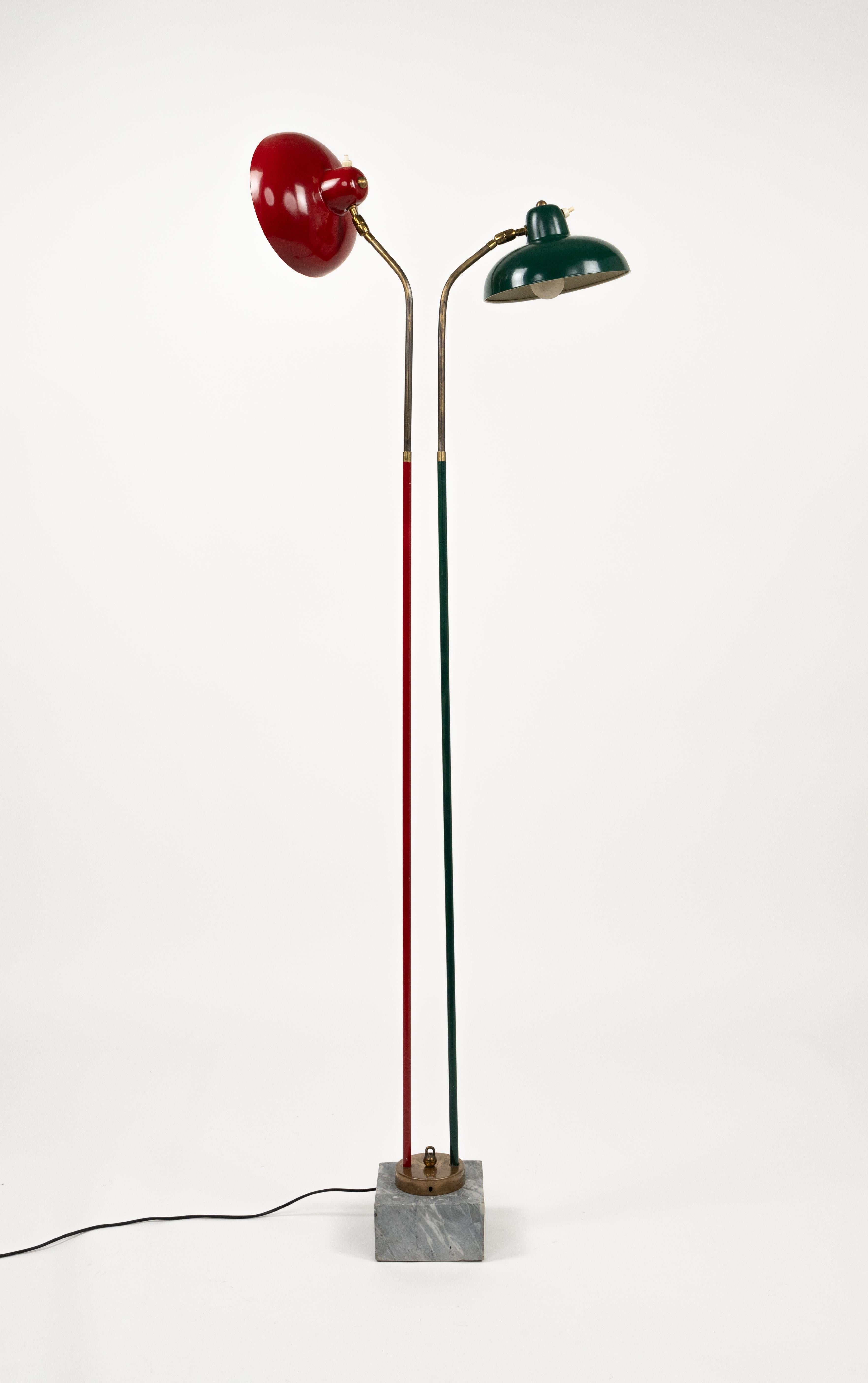 Floor Lamp in Marble, Lacquered Metal and Brass Stilnovo Style, Italy 1950s For Sale 3