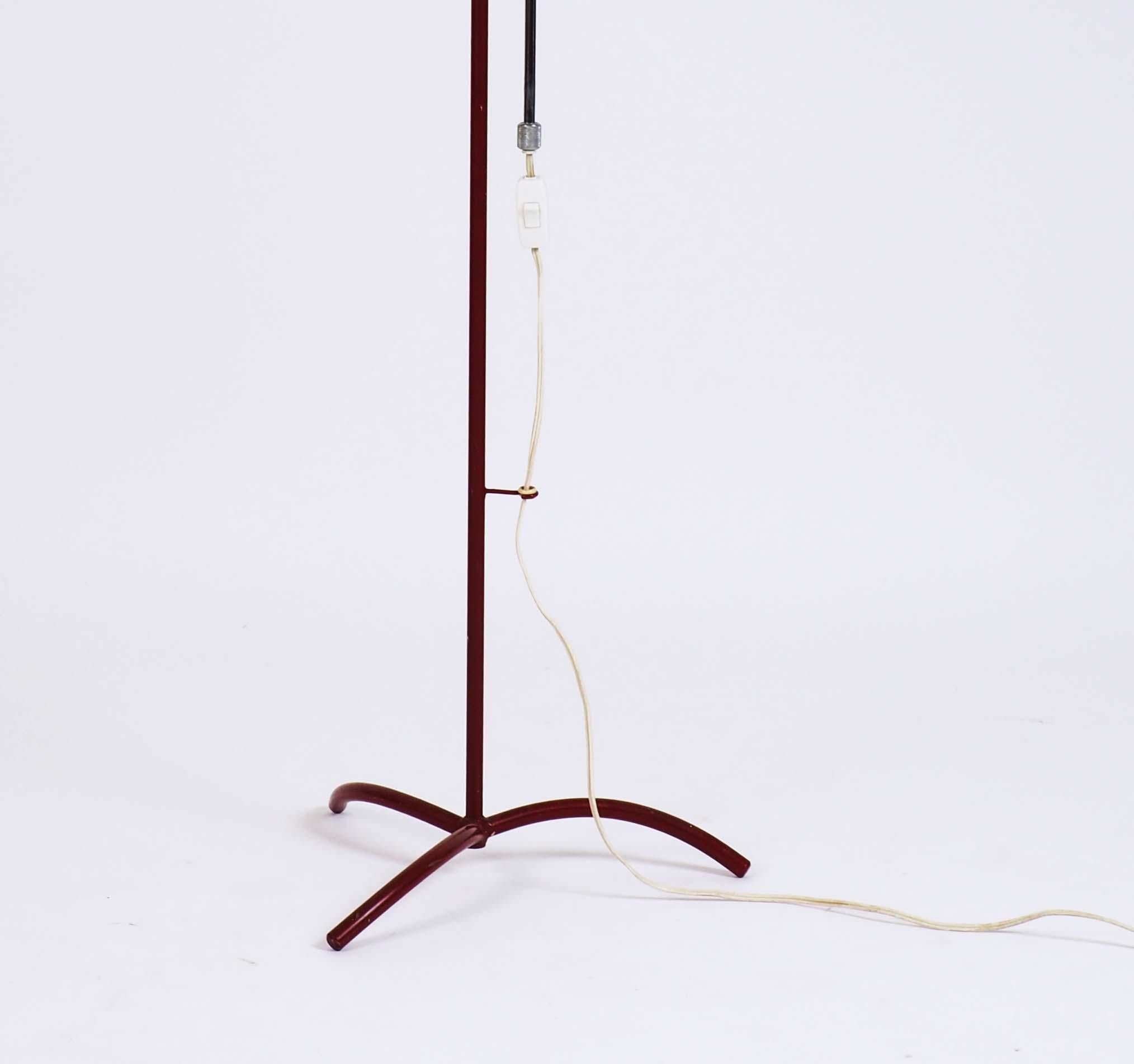 Floor lamp in metal by Eskilstuna Elektrofabrik, Sweden. Adjustable height.