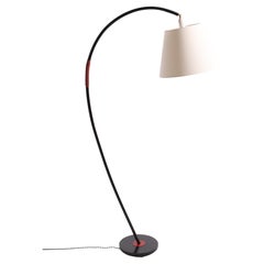 Stehlampe aus Metall mit Leder, hergestellt in Dänemark 1940er Jahre