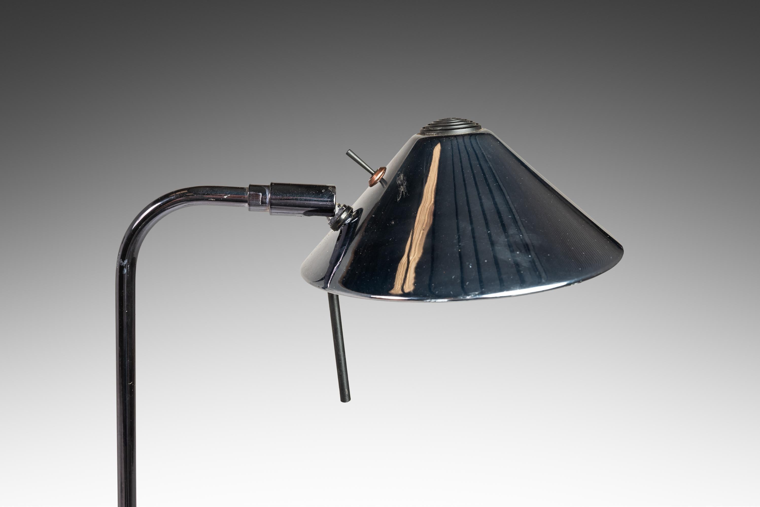 Glass Floor Lamp in Midnight Chrome by Robert Sonneman for George Kovacs, USA, c. 1987 For Sale