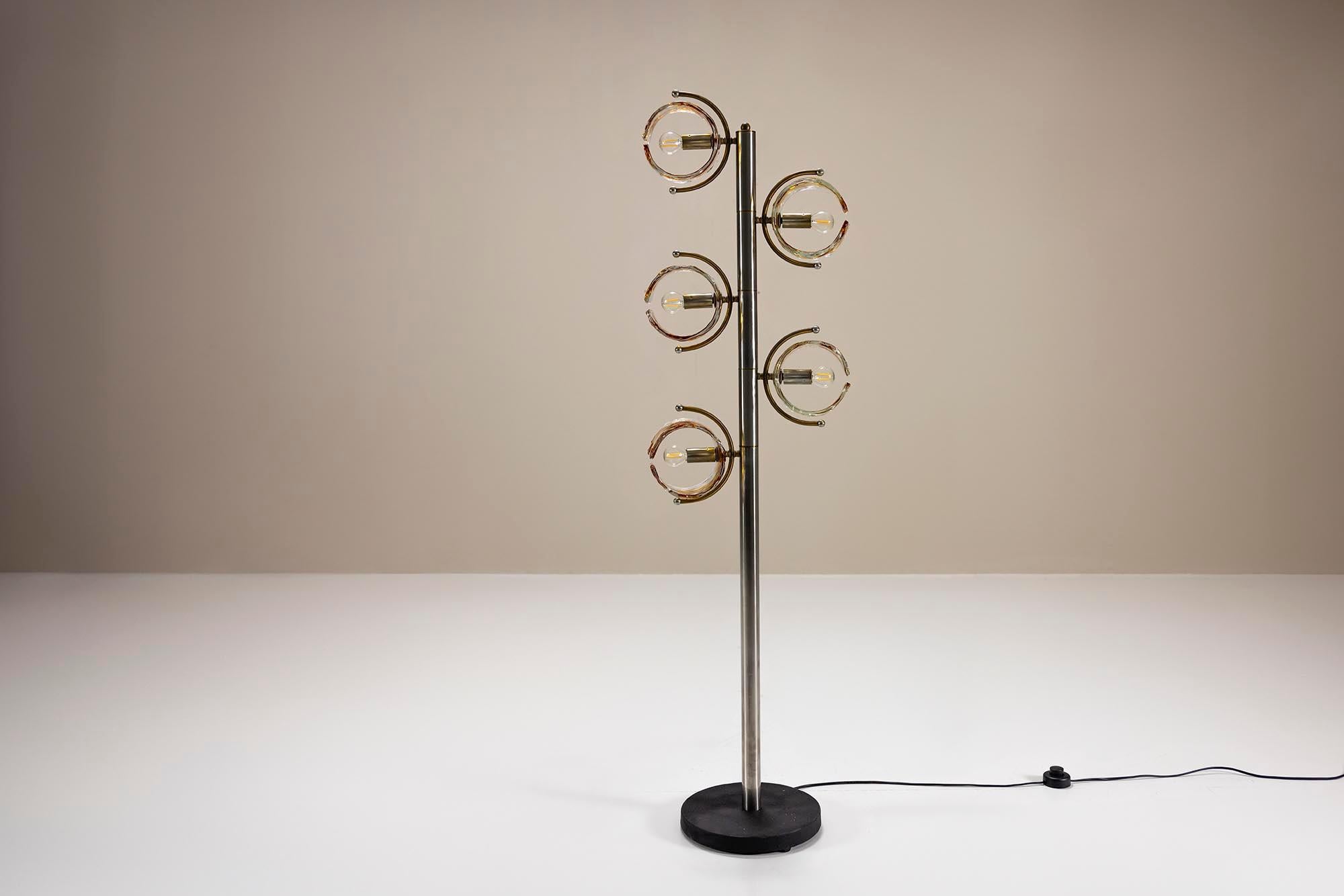 Floor lamp in Murano and Chromed Metal in the style of Tony Zuccheri, Italy 1970 5