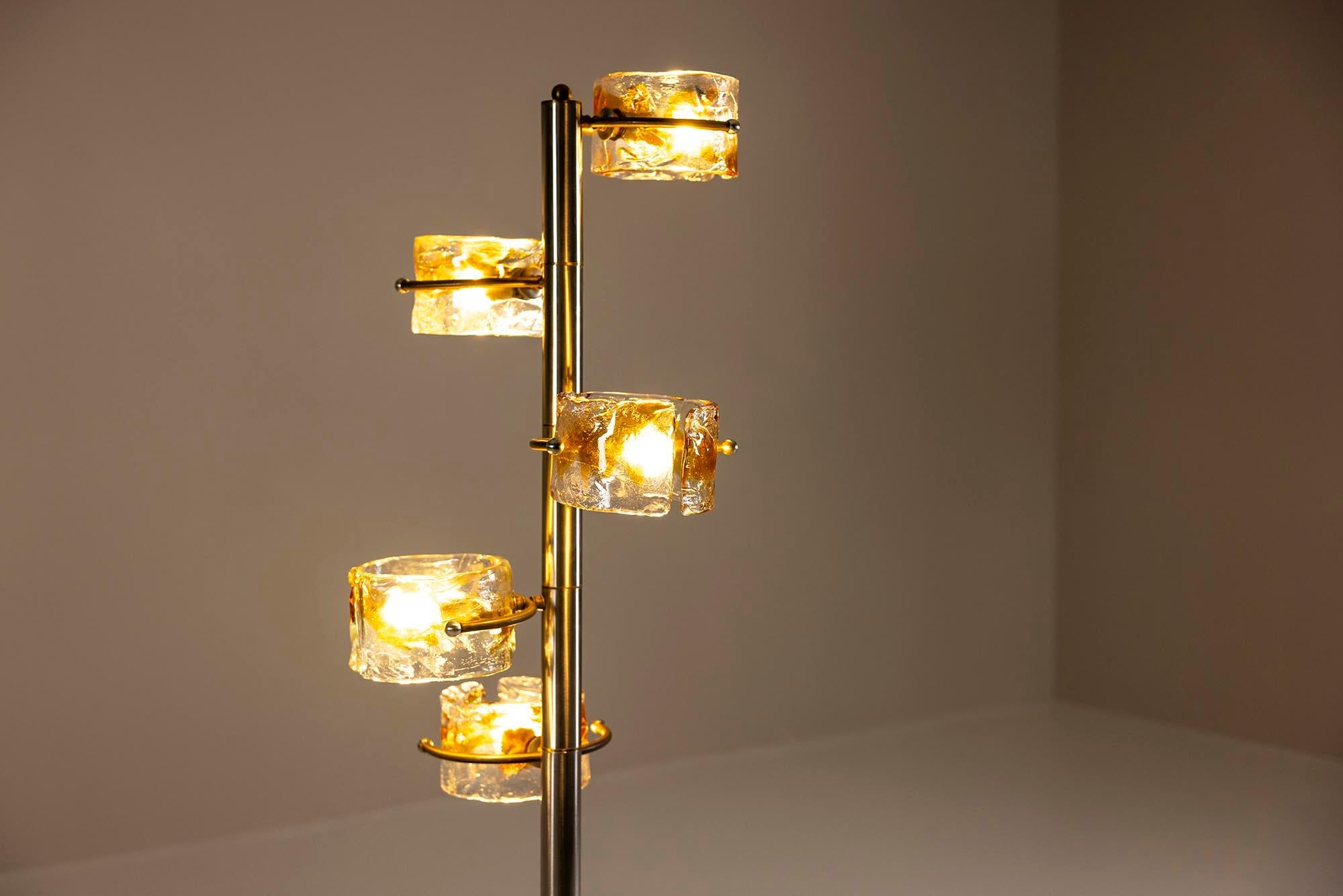 Floor lamp in Murano and Chromed Metal in the style of Tony Zuccheri, Italy 1970 1