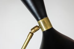 Floor lamp in perforated sheet metal and gilded brass, 1960s