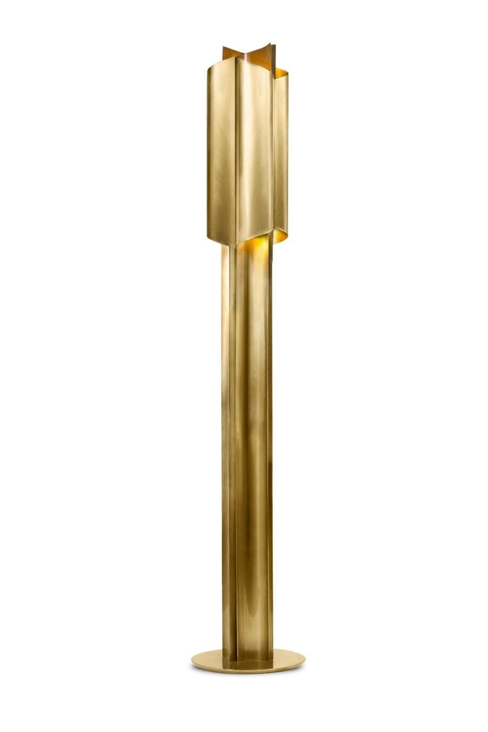 Contemporary Floor Lamp in Polished Brass For Sale