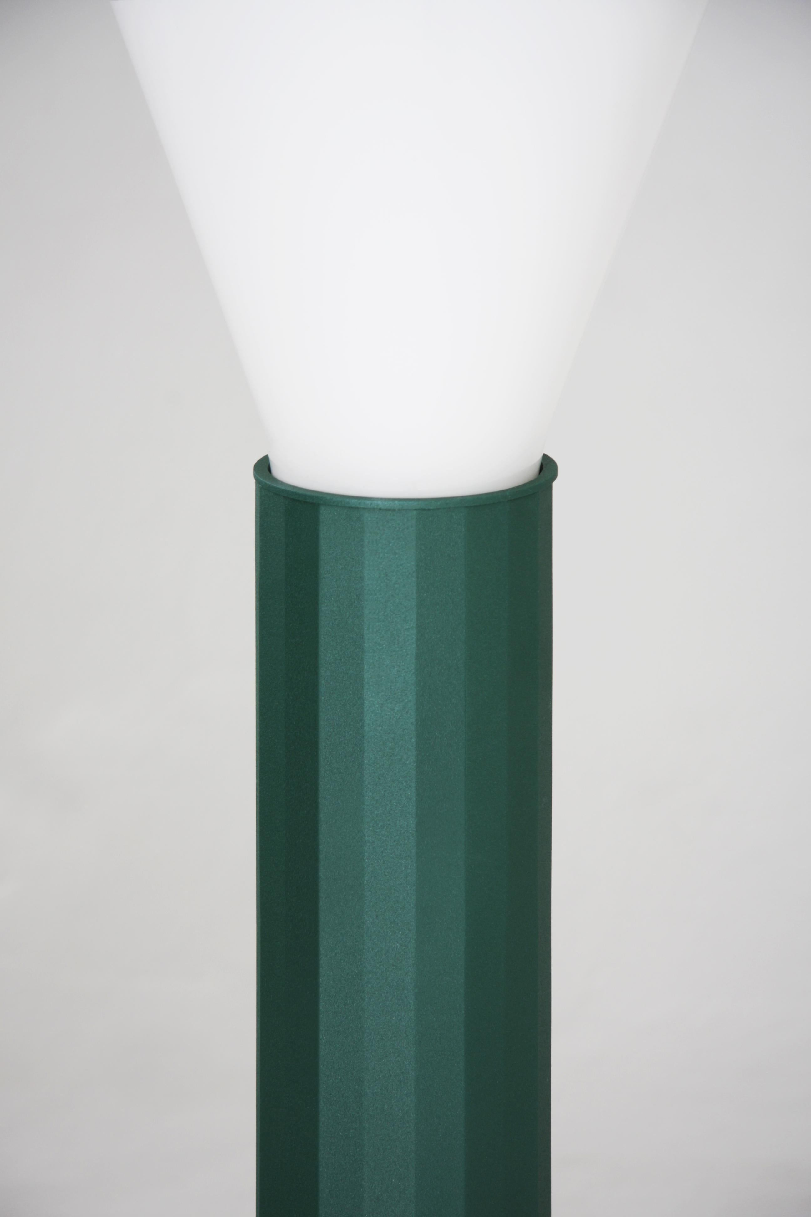 Other Floor Lamp in Powder-Coated Steel and Milk Glass Handcrafted For Sale