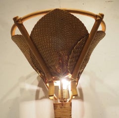 Floor lamp in rattan and bamboo  attributed to Dal Vera