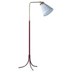 Floor Lamp in red and Brass by Josef Frank. Firma Svenskt Tenn, 1960s, Sweden