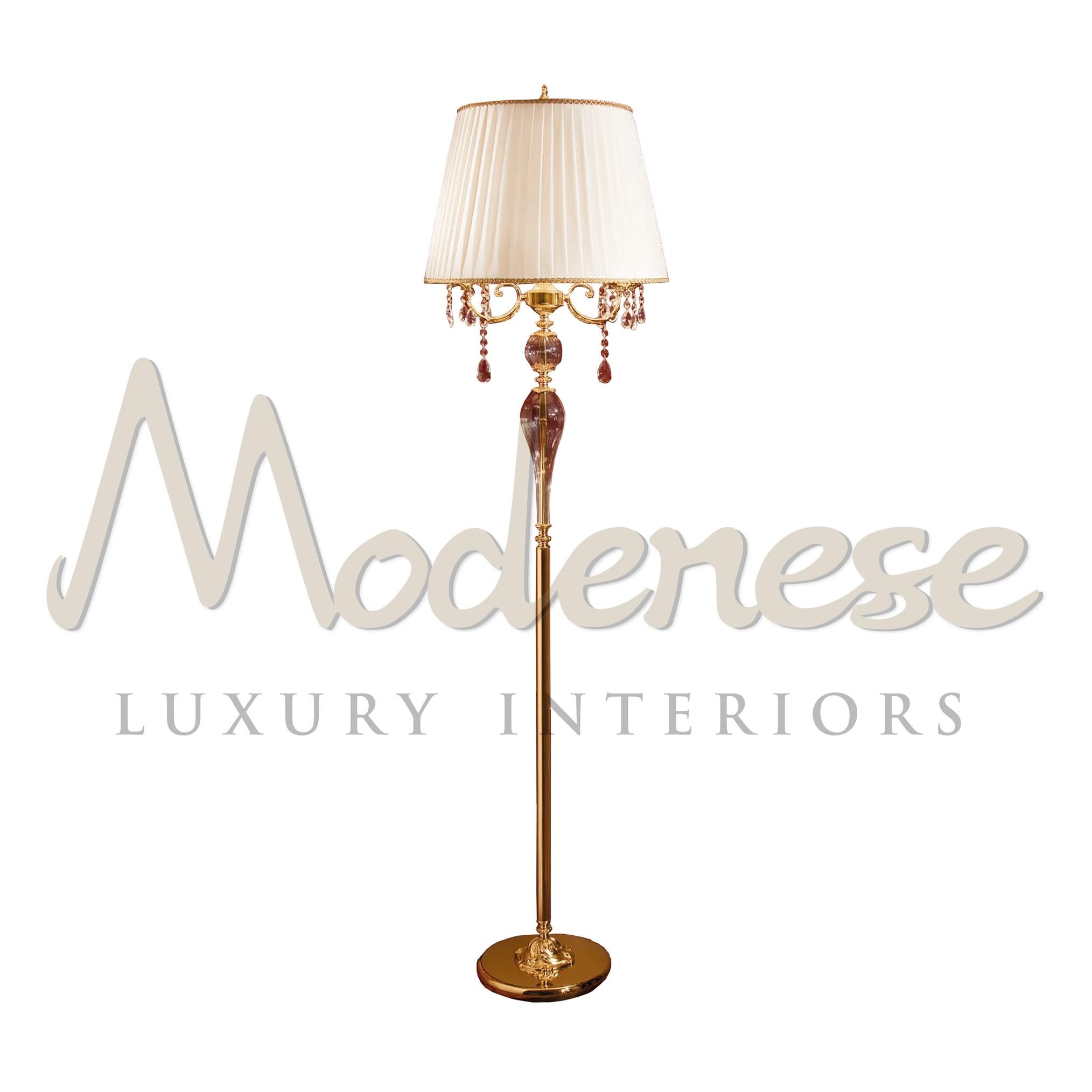 Floor Lamp in Red Crystal and Gold Leaf Structrue by Modenese Luxury Interiors For Sale 2