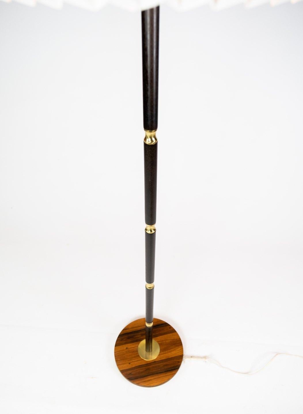 Floor Lamp in Rosewood and Brass of Danish Design from the 1960s 1