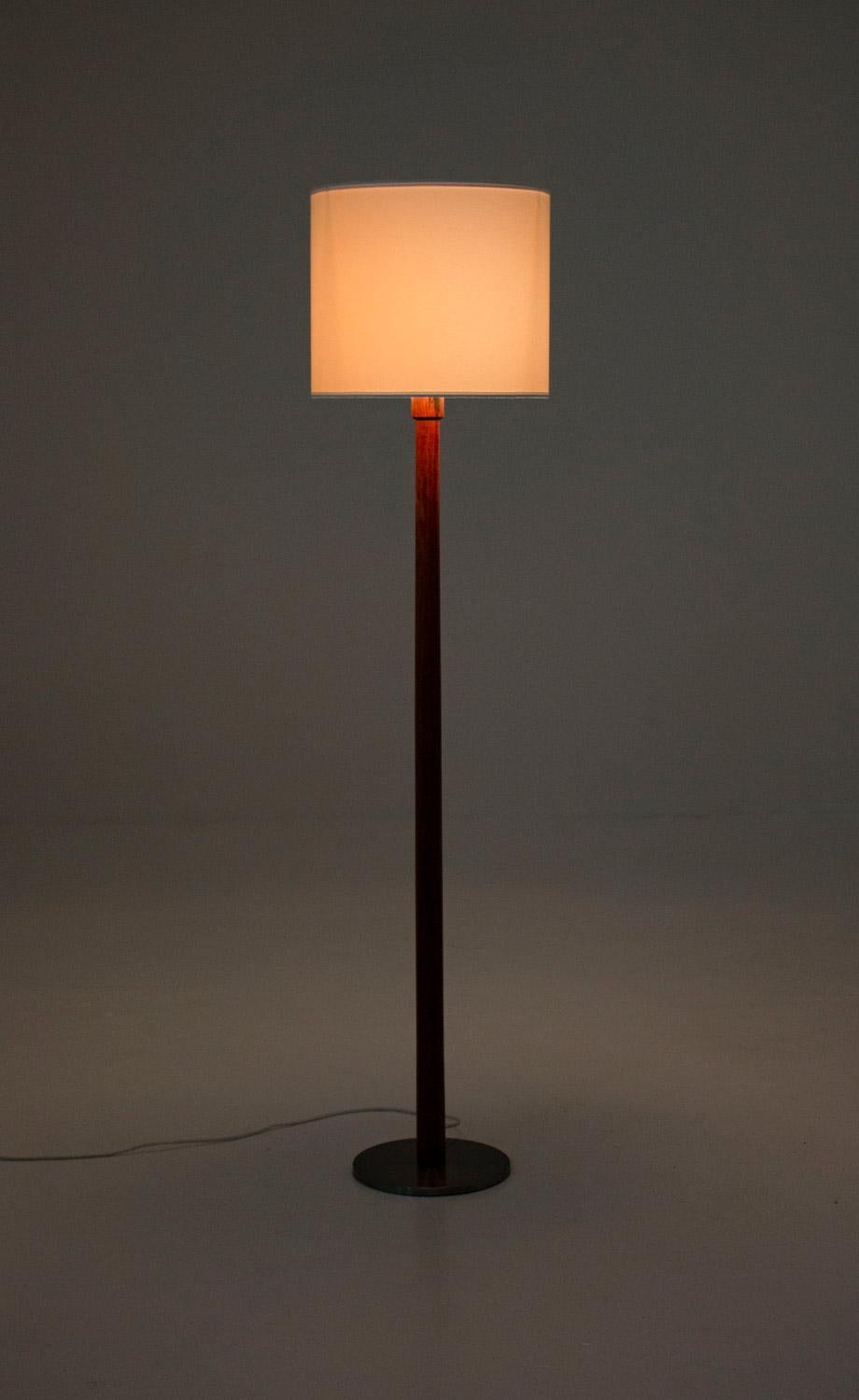 Metal Floor Lamp in Rosewood by Uno & Östen Kristiansson for Luxus, Sweden