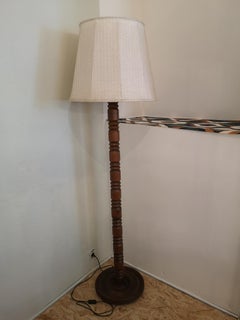 Floor Lamp in Solid Oak Charles Dudouyt