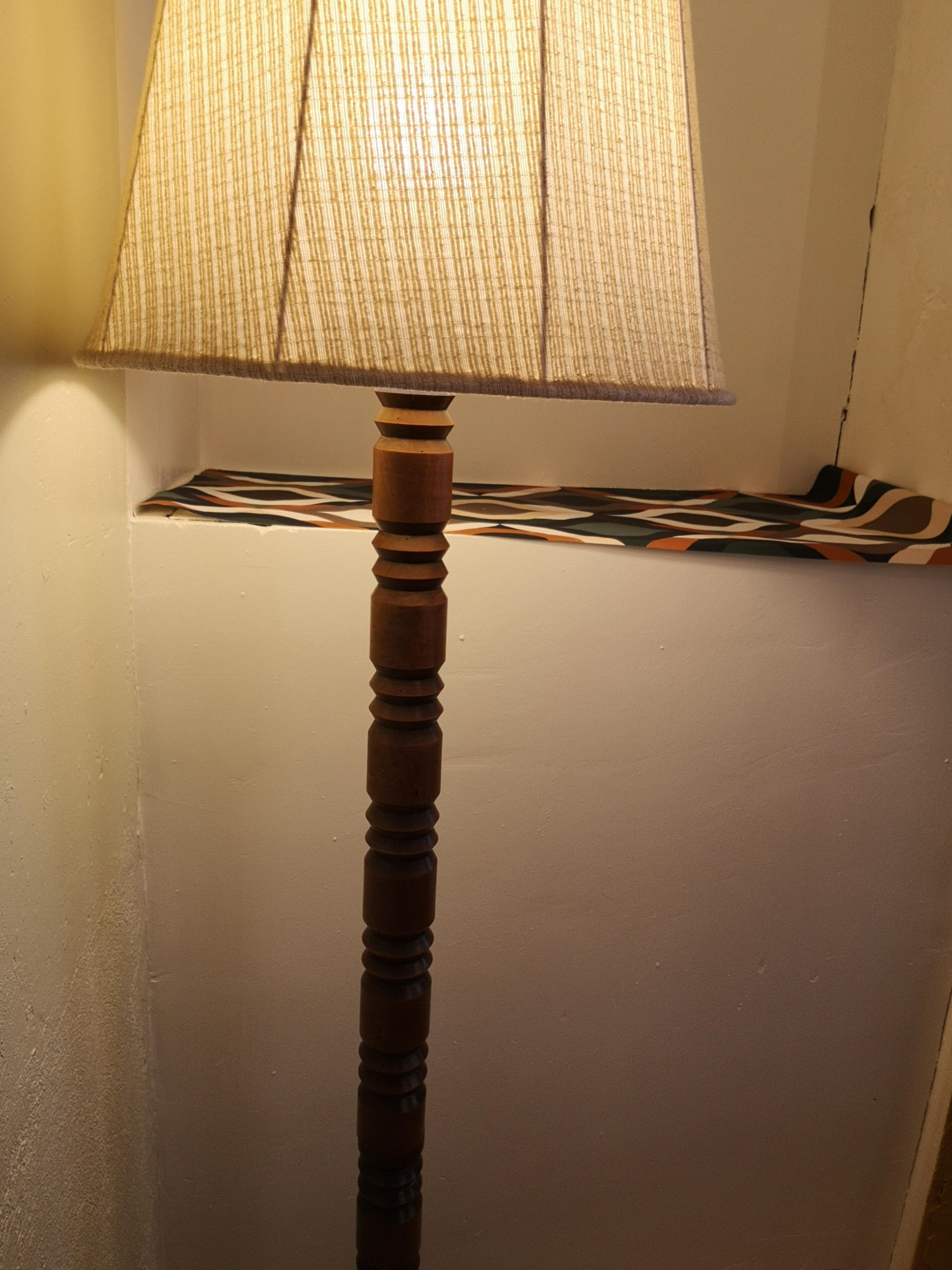 Wood Floor Lamp in Solid Oak Charles Dudouyt