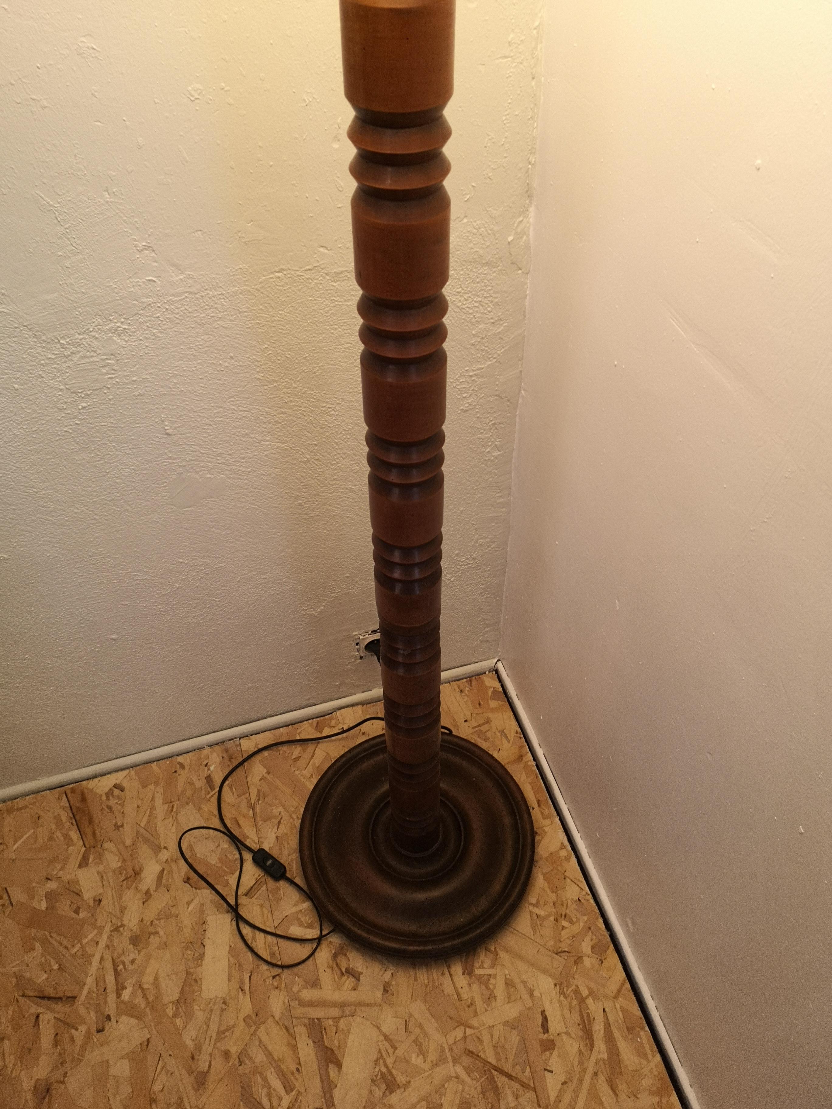 Floor Lamp in Solid Oak Charles Dudouyt 1