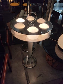 Floor lamp in steel and colored metal with opaline glass spheres guzzini