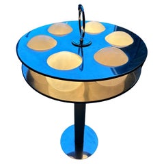 Vintage Floor lamp in steel and colored metal with opaline glass spheres guzzini