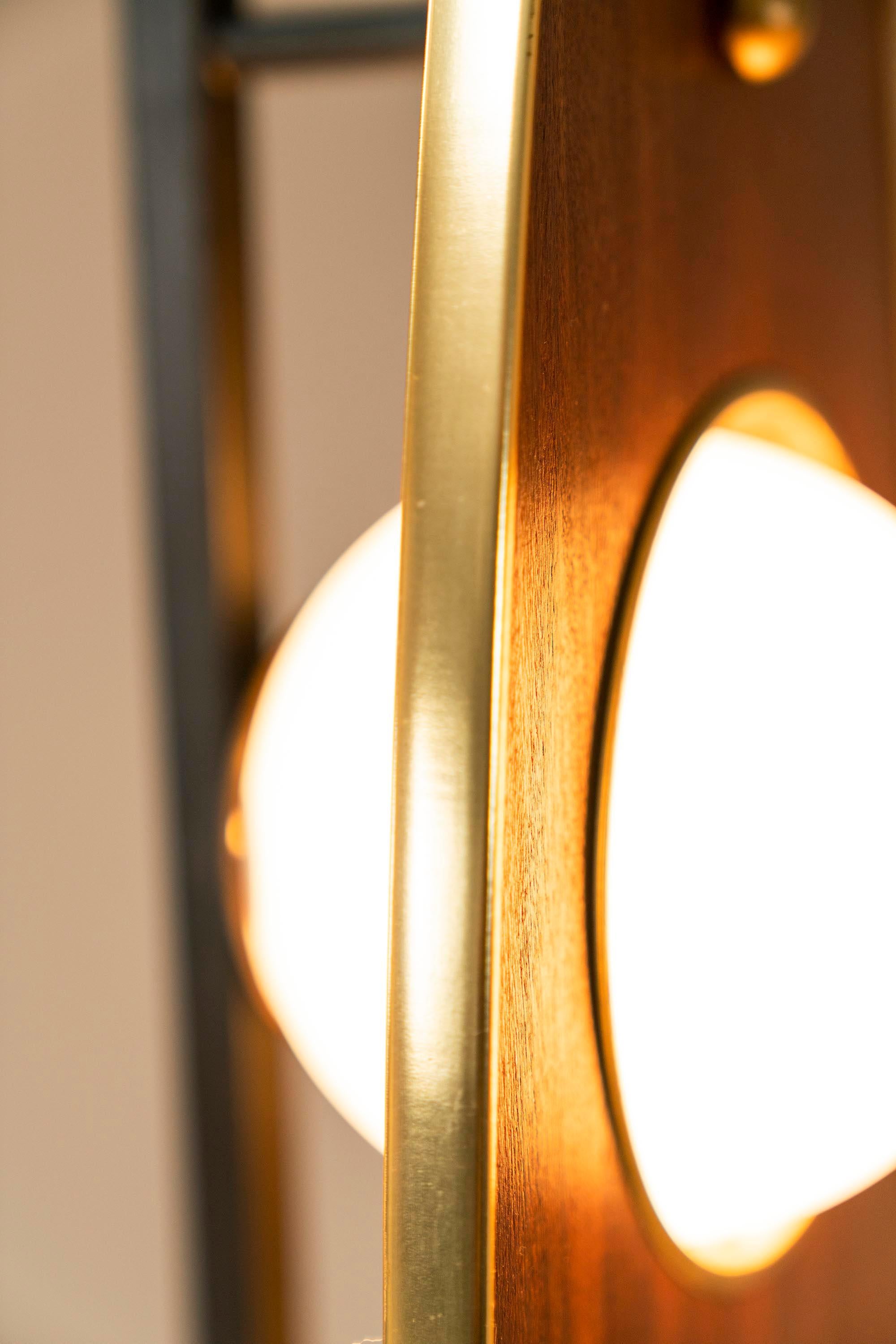 Floor Lamp in Teak and Brass in the Style of Goffredo Reggiani, Italy, 1970s 7
