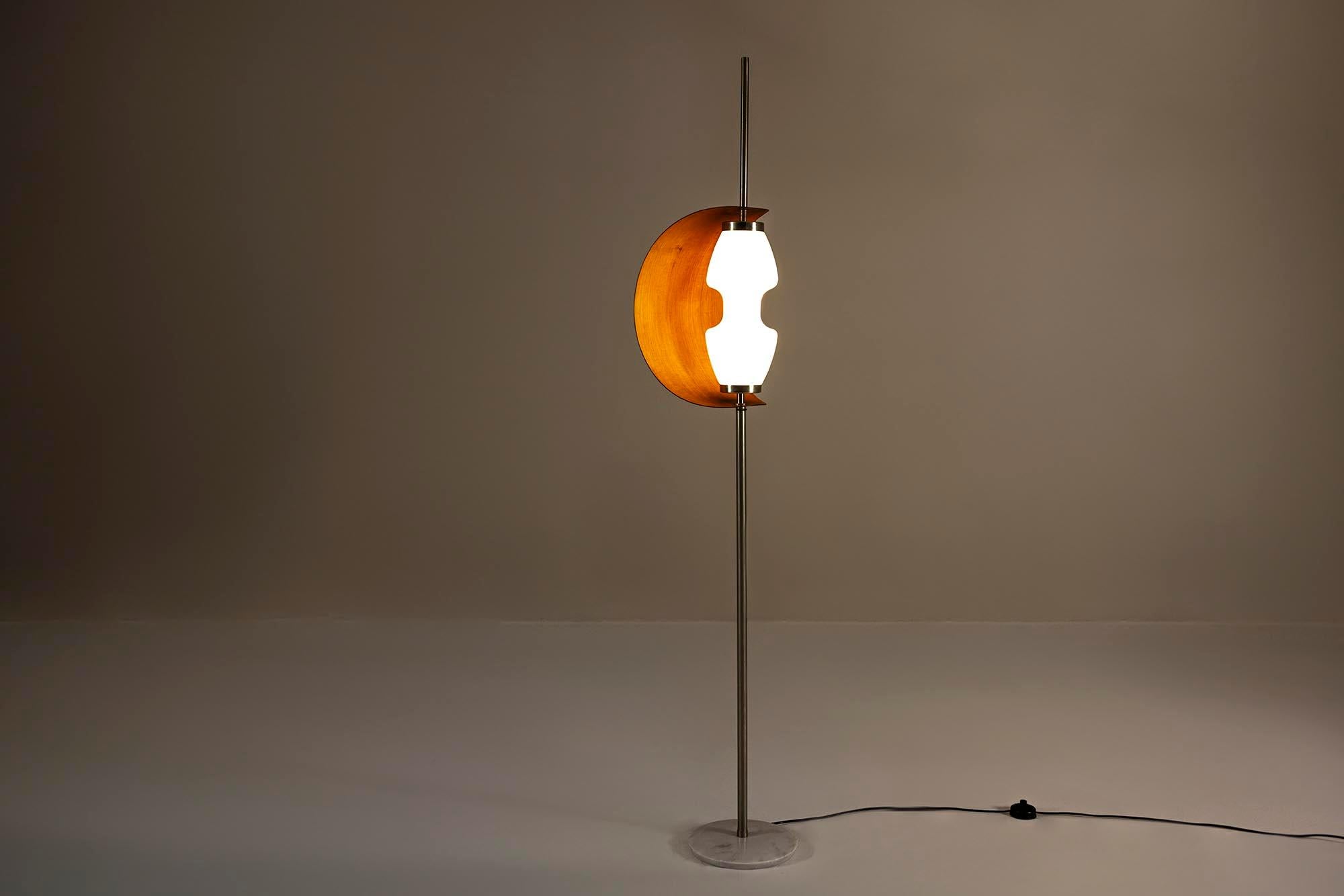 Mid-Century Modern Floor Lamp in Teak and Marble in the style of Goffredo Reggiani, Italy 1970s