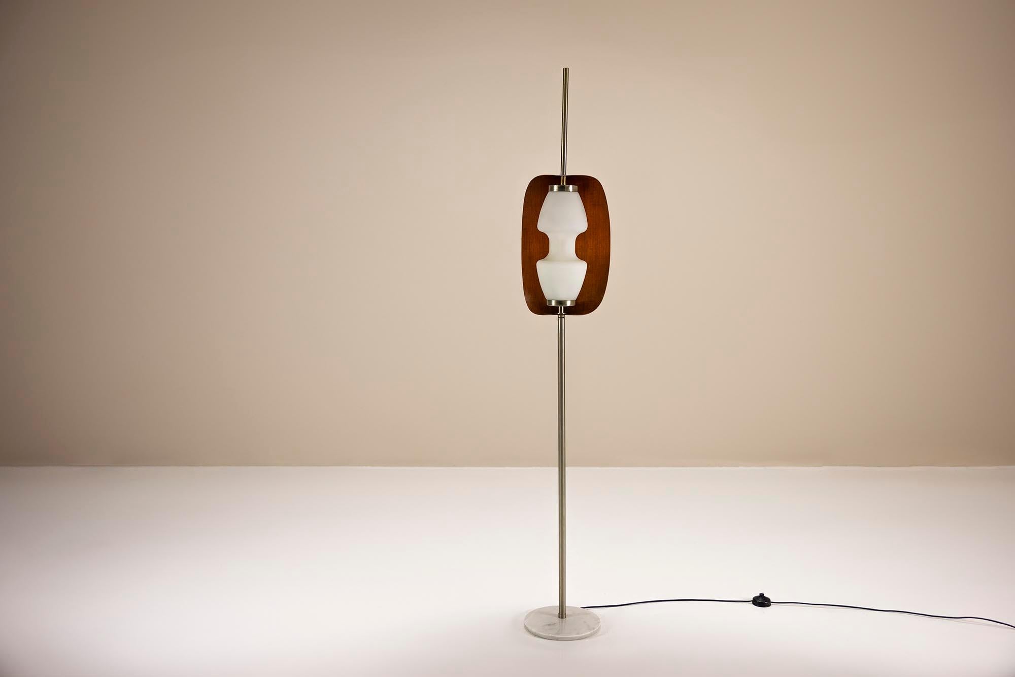 Italian Floor Lamp in Teak and Marble in the style of Goffredo Reggiani, Italy 1970s