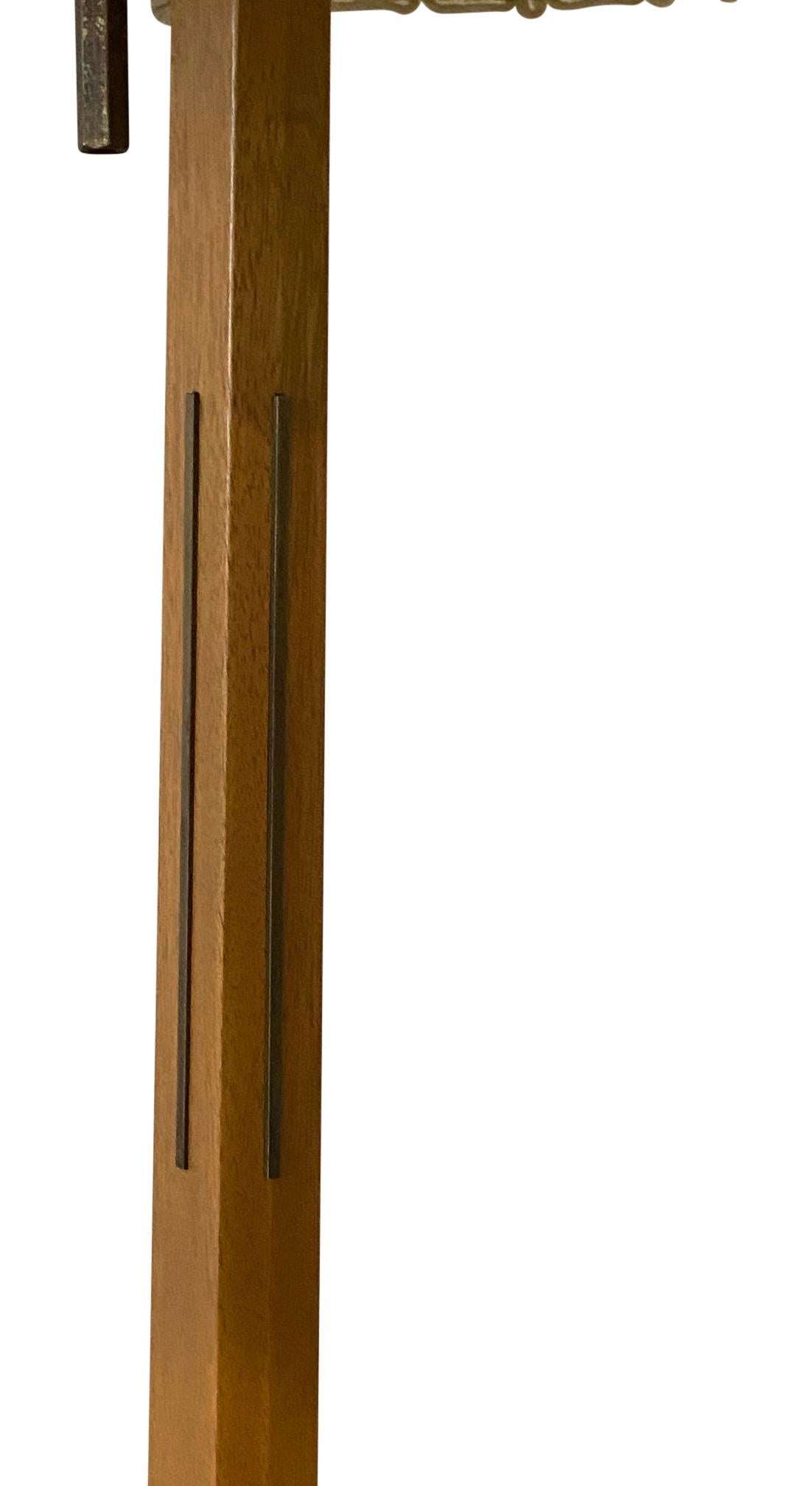 North American Floor Lamp in the Manner of Tommi Parzinger, Wood, Brass, Fabric, 1950s