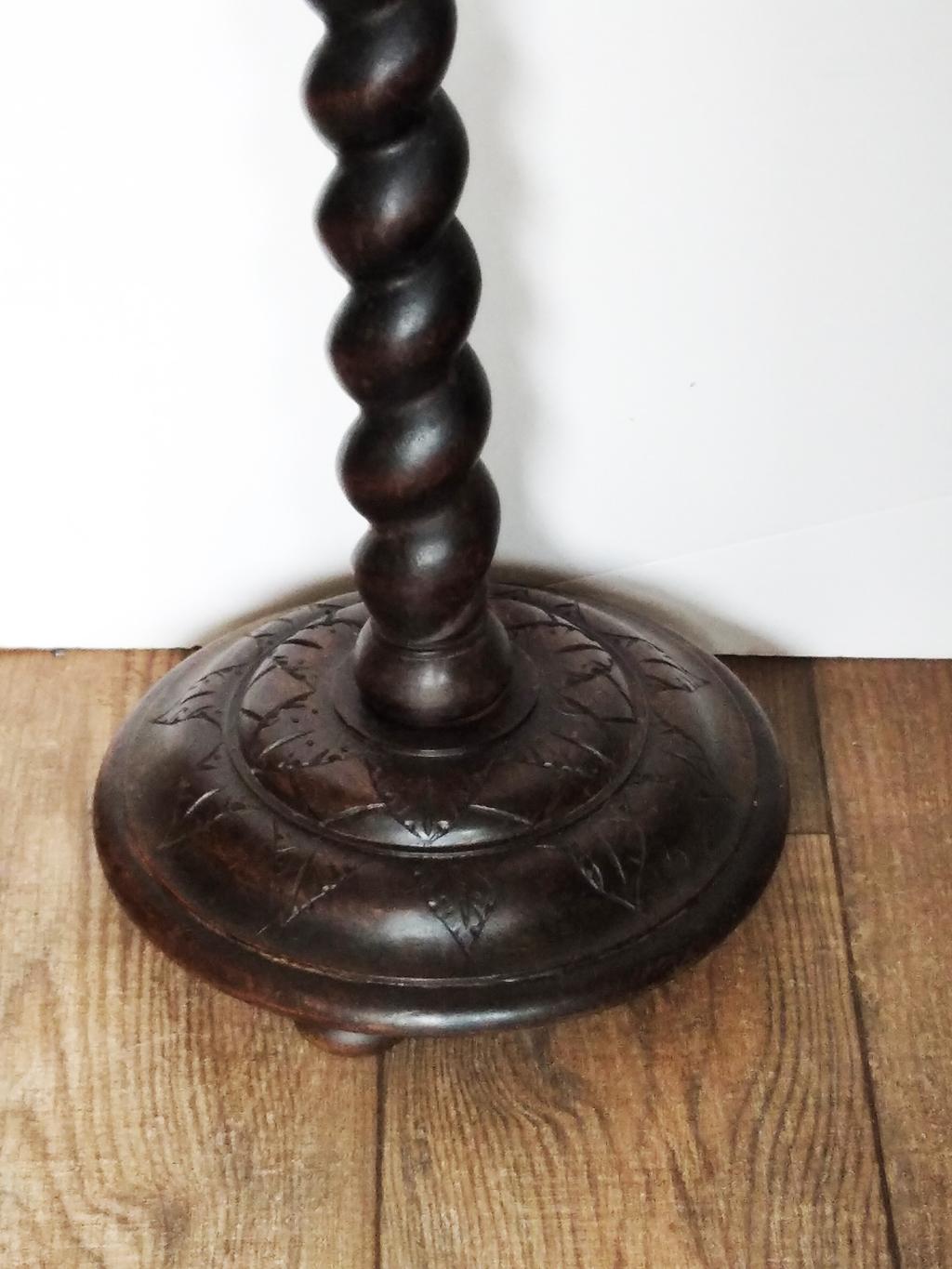 Spanish Flor  Lamp Wood  Barley Twist  Column, RE 19th Century, Arts and Crafts Spain For Sale