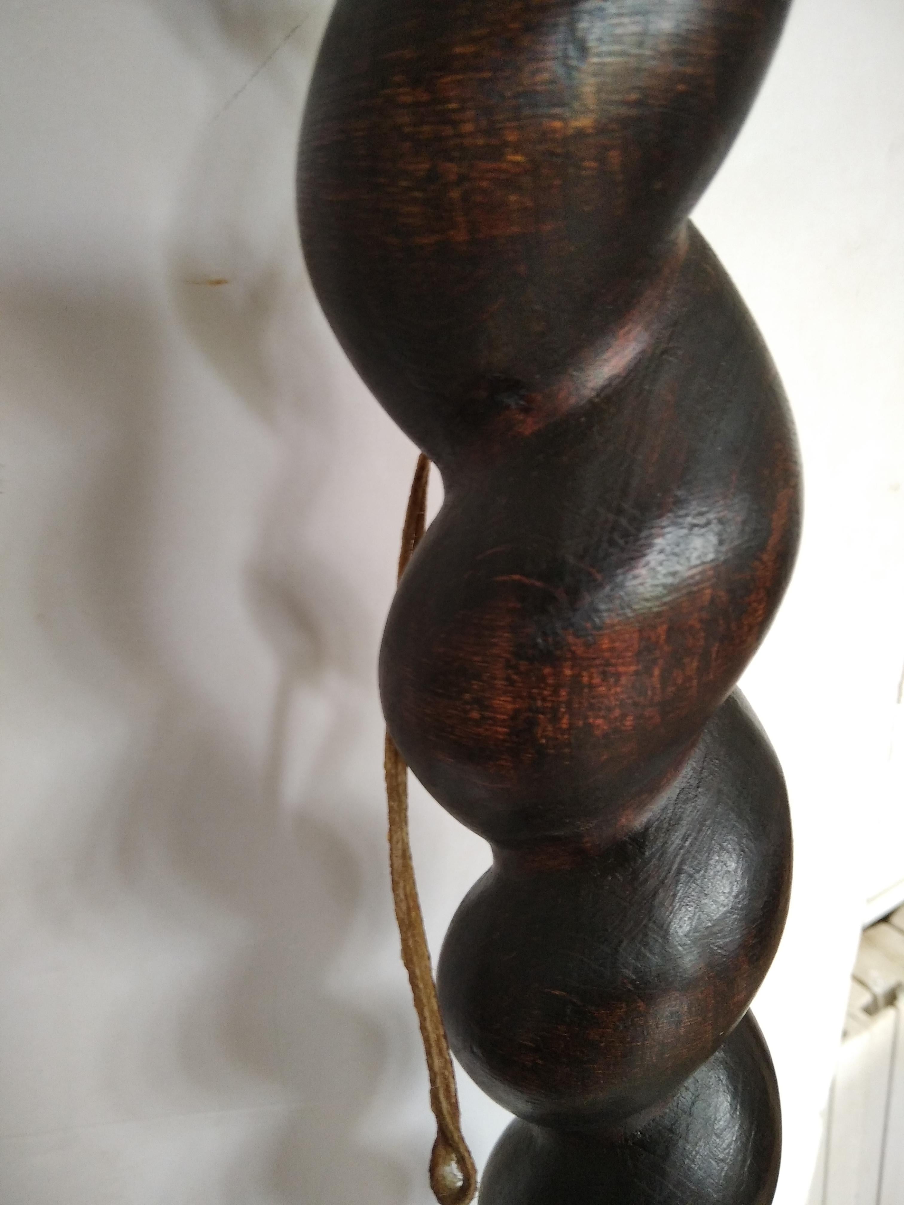 Flor  Lamp Wood  Barley Twist  Column, RE 19th Century, Arts and Crafts Spain 3