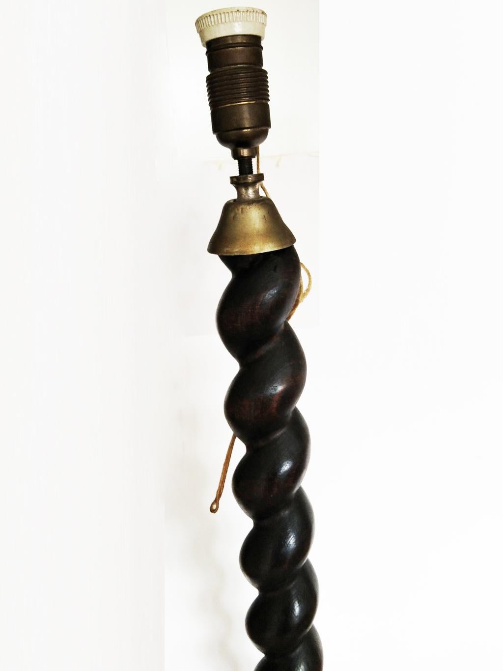 Flor  Lamp Wood  Barley Twist  Column, RE 19th Century, Arts and Crafts Spain For Sale 5