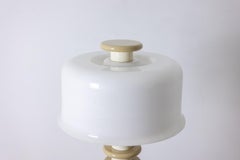 Floor lamp in white and beige lacquered wood. 1980s-90s