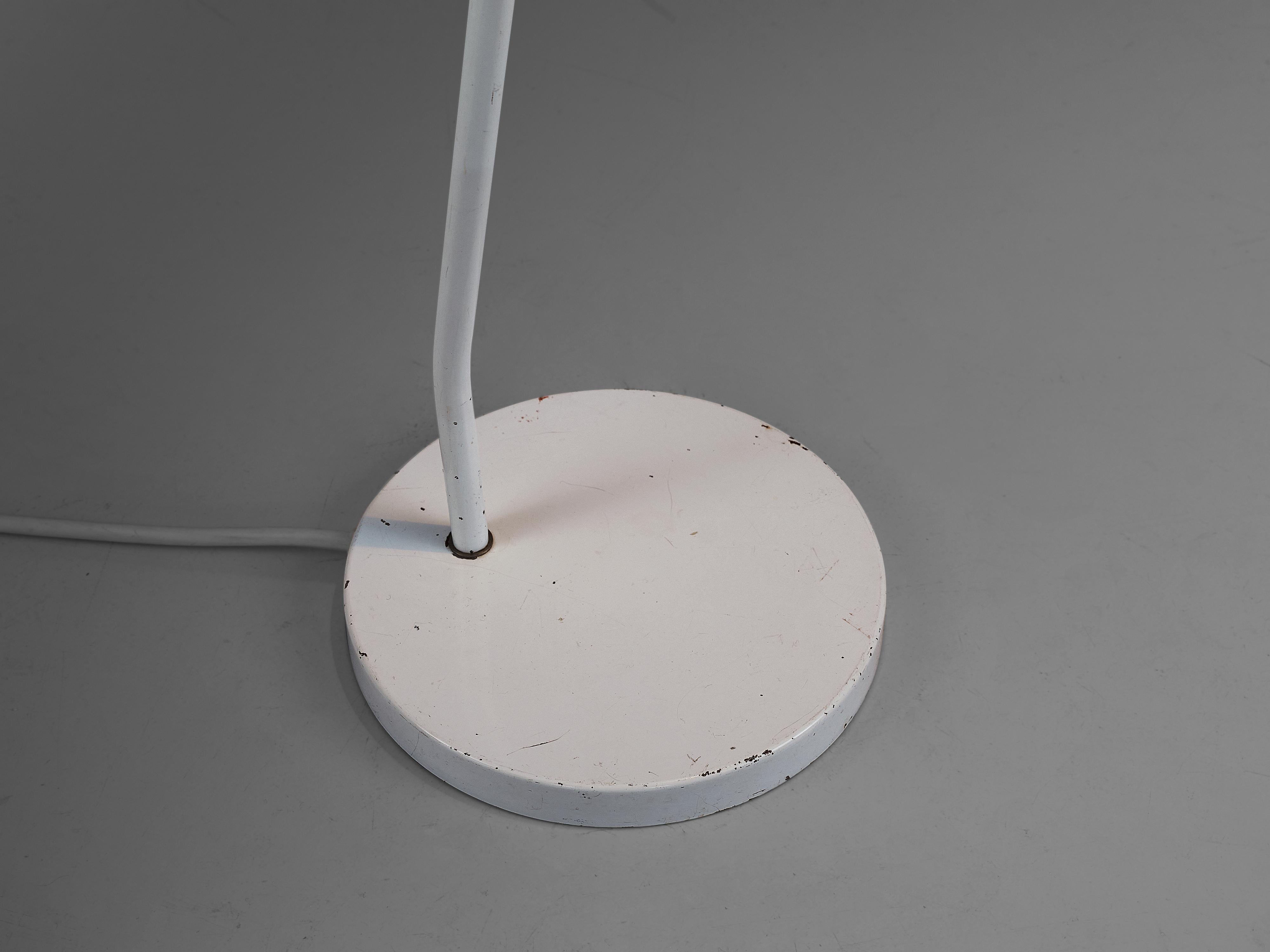 Italian Floor Lamp in White Patinated Metal