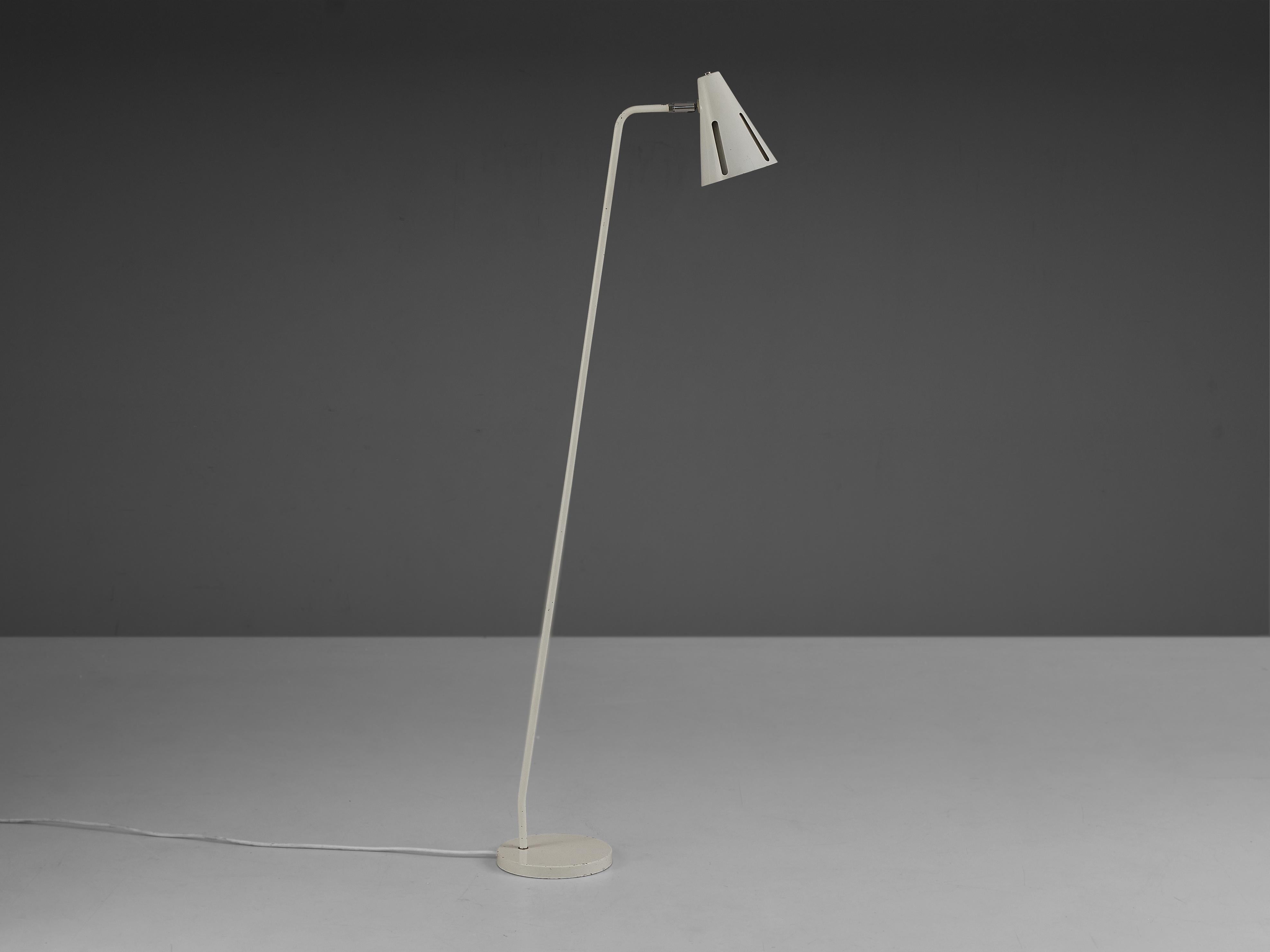 Mid-20th Century Floor Lamp in White Patinated Metal