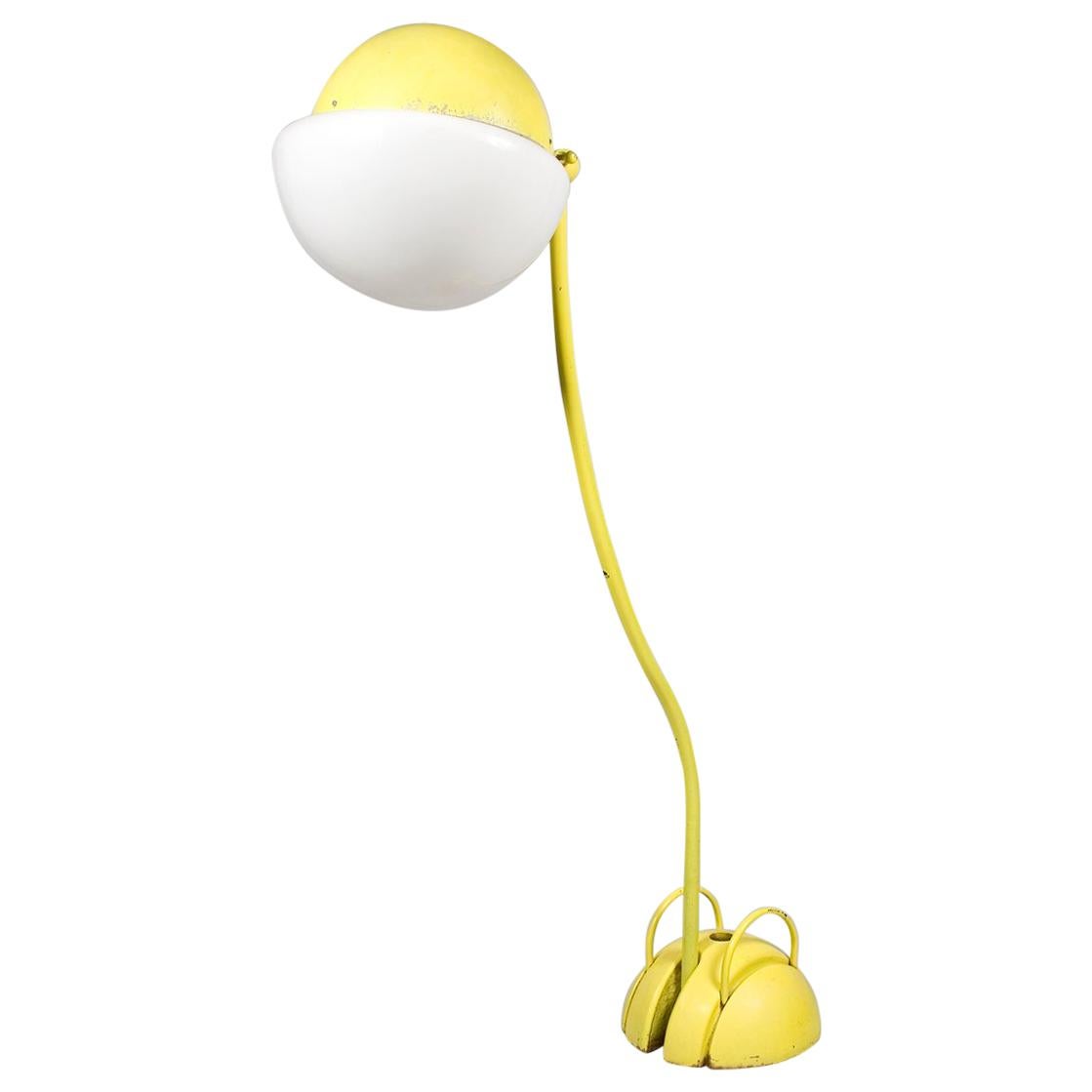 Mid Century Modern, Italian Floor Lamp in Yellow Lacquered Metal by Gae Aulenti For Sale