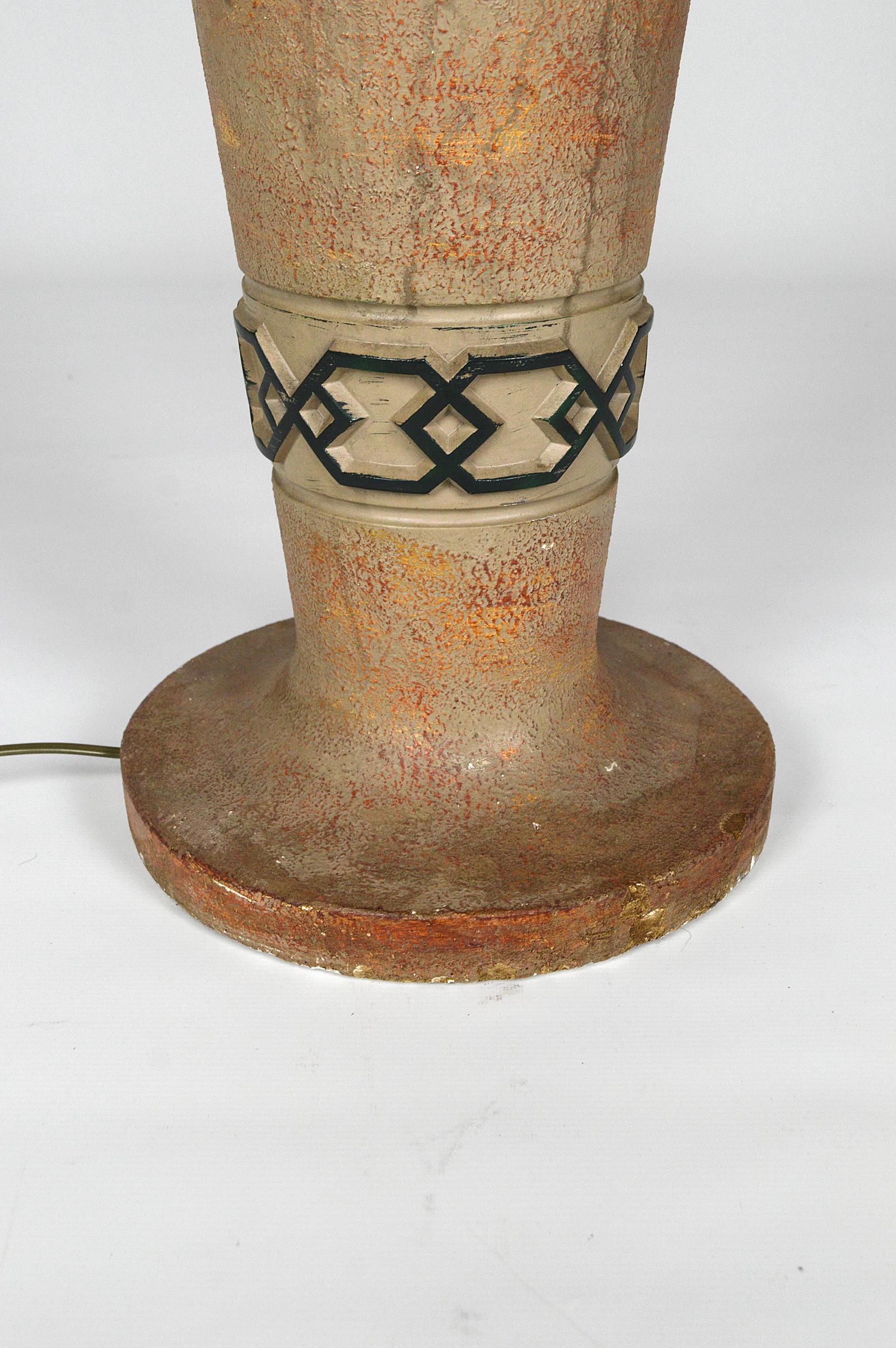 Plaster Floor Lamp Indian / Navajo / Native American Southwest Pottery Style, circa 1970 For Sale