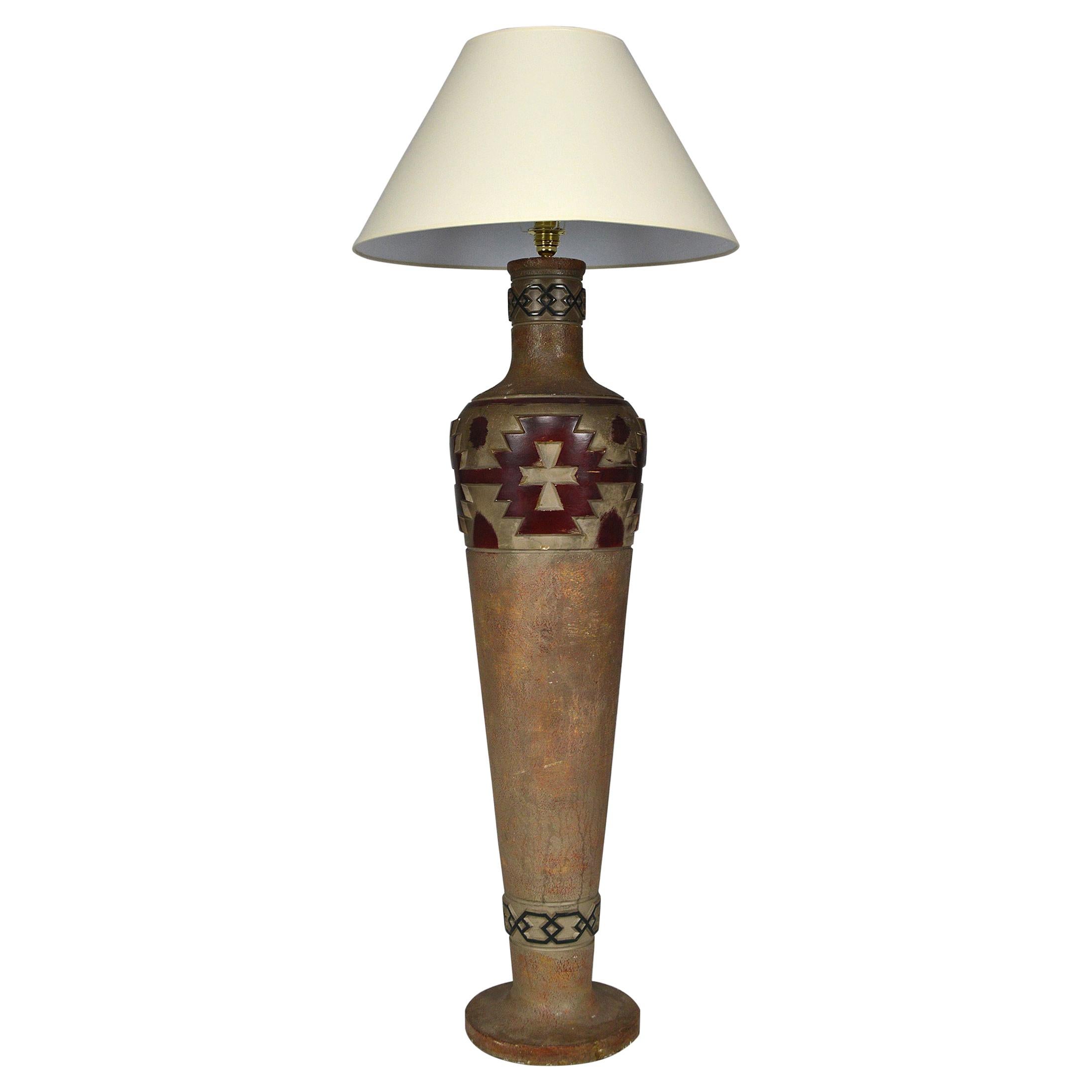 Floor Lamp Indian / Navajo / Native American Southwest Pottery Style, circa 1970 For Sale