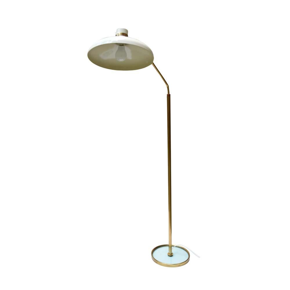 Mid-Century Modern Floor Lamp Italian Design by Gio Ponti for Fontana Arte Cream Shade on Brass 60s For Sale
