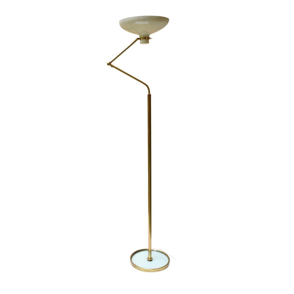 Mid-20th Century Floor Lamp Italian Design by Gio Ponti for Fontana Arte Cream Shade on Brass 60s For Sale