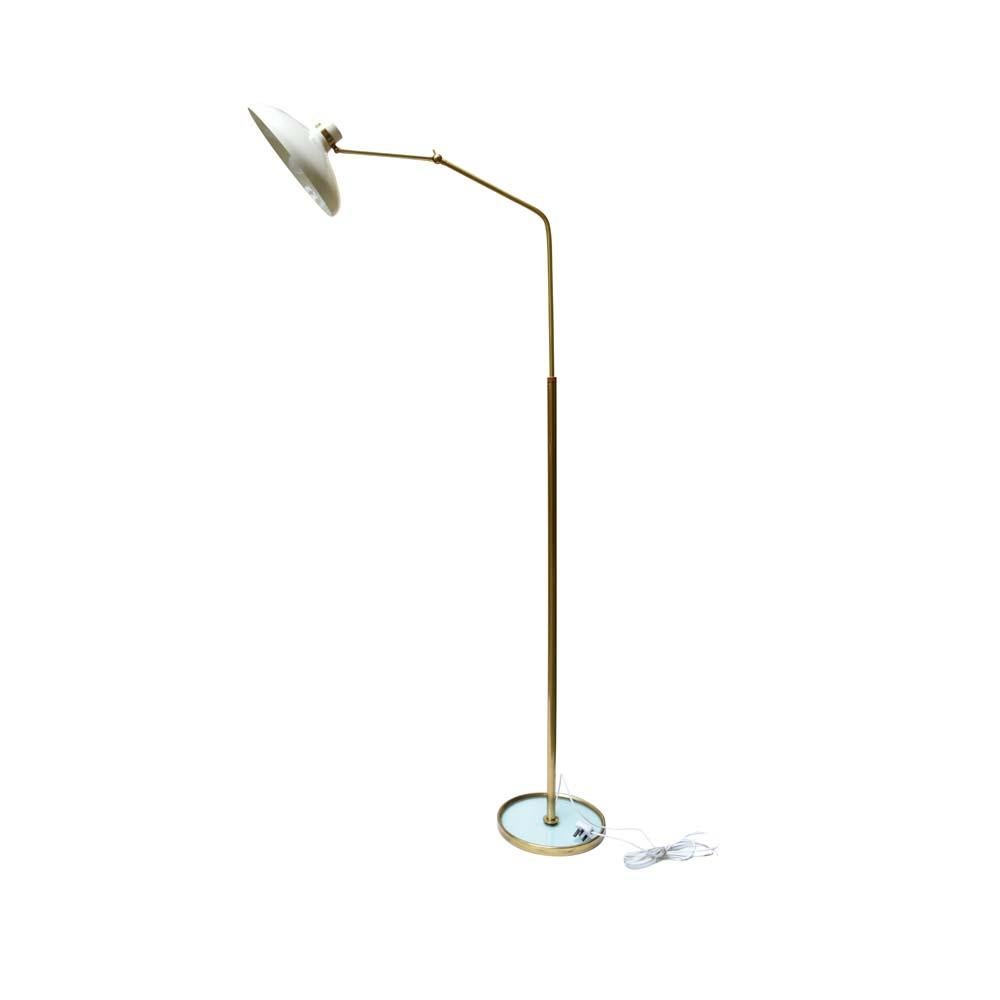 Floor Lamp Italian Design by Gio Ponti for Fontana Arte Cream Shade on Brass 60s For Sale 1
