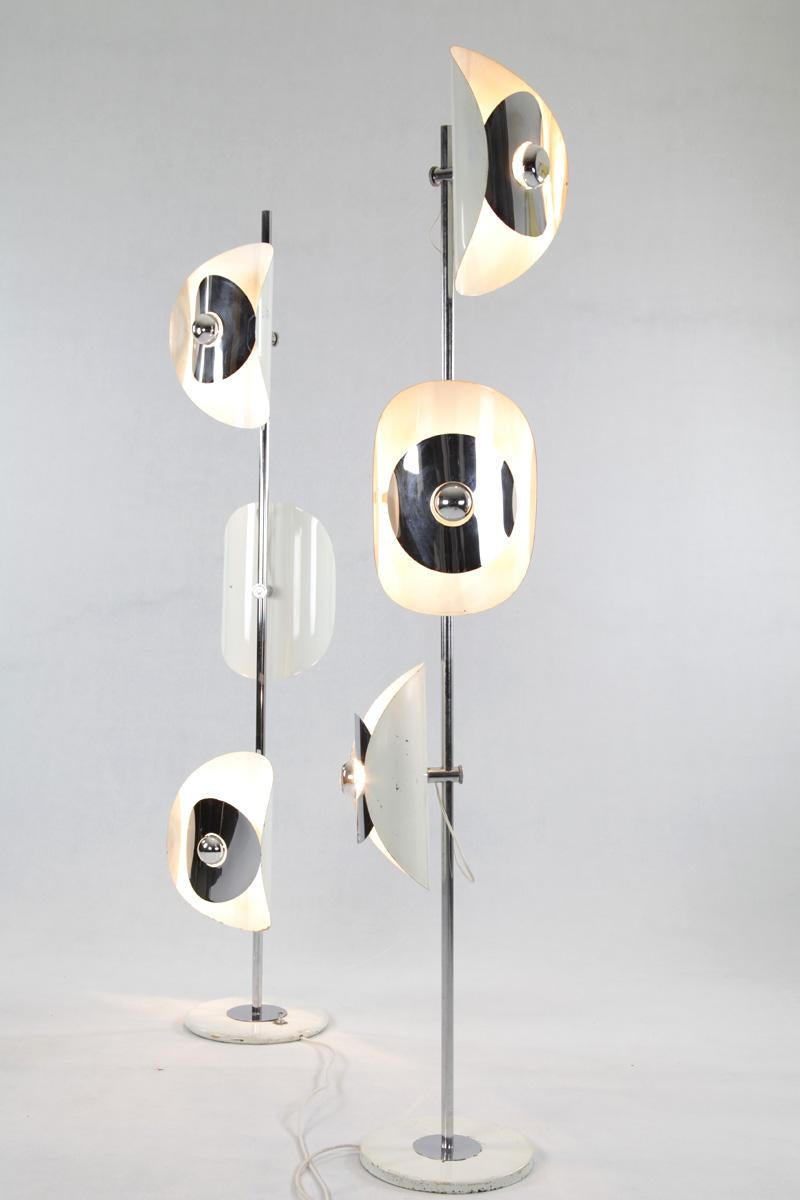 Floor lamp, attributed to Gioffredo Reggiani, Italy, 1960s. The lamp has height-adjustable and turnable aluminium and chrome shades.

Feel free to contact us for more detailed pictures.
 