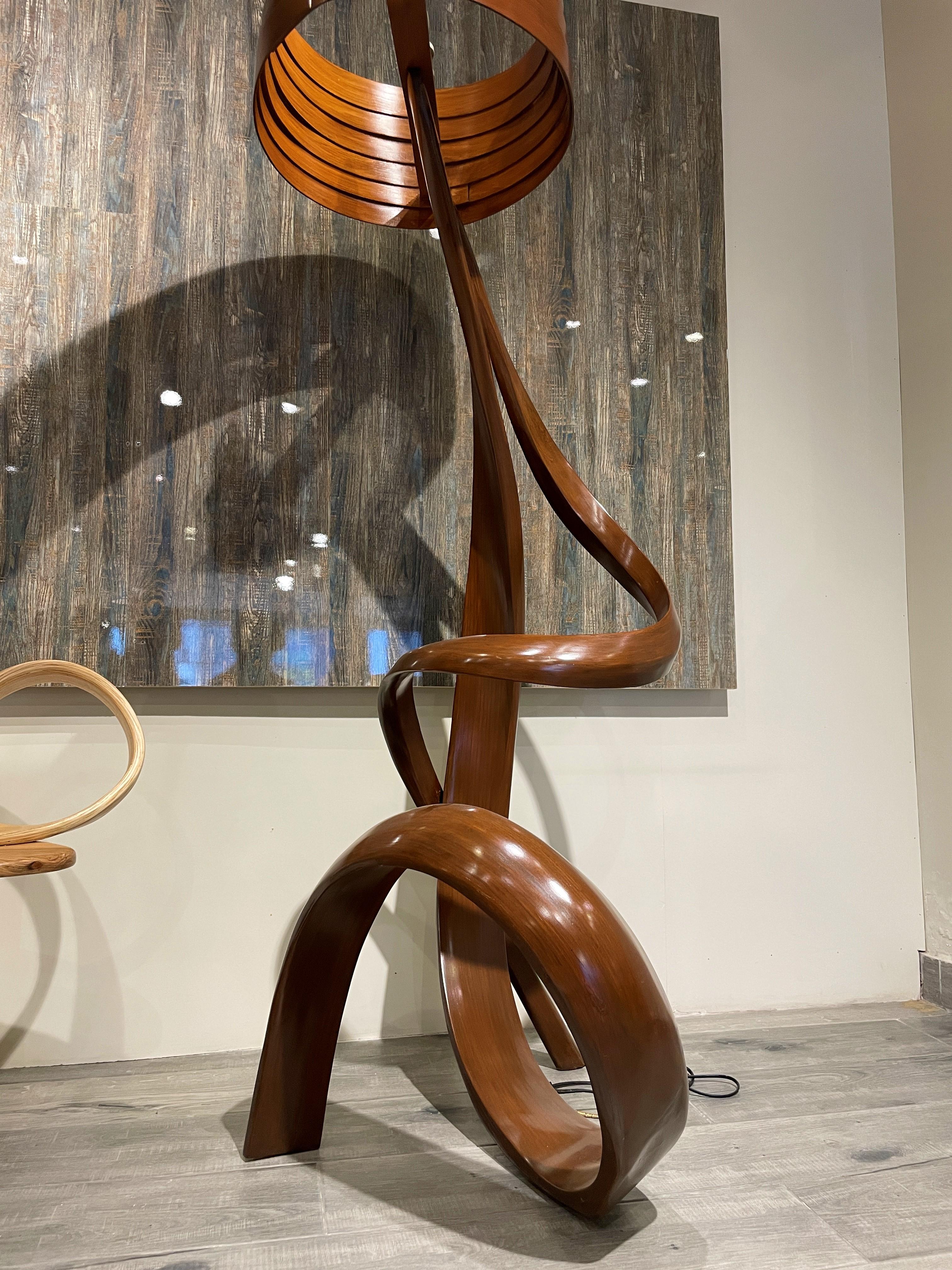 Contemporary Floor Lamp No. 1 - Fluentum Series, in solid ash wood by Raka Studio For Sale